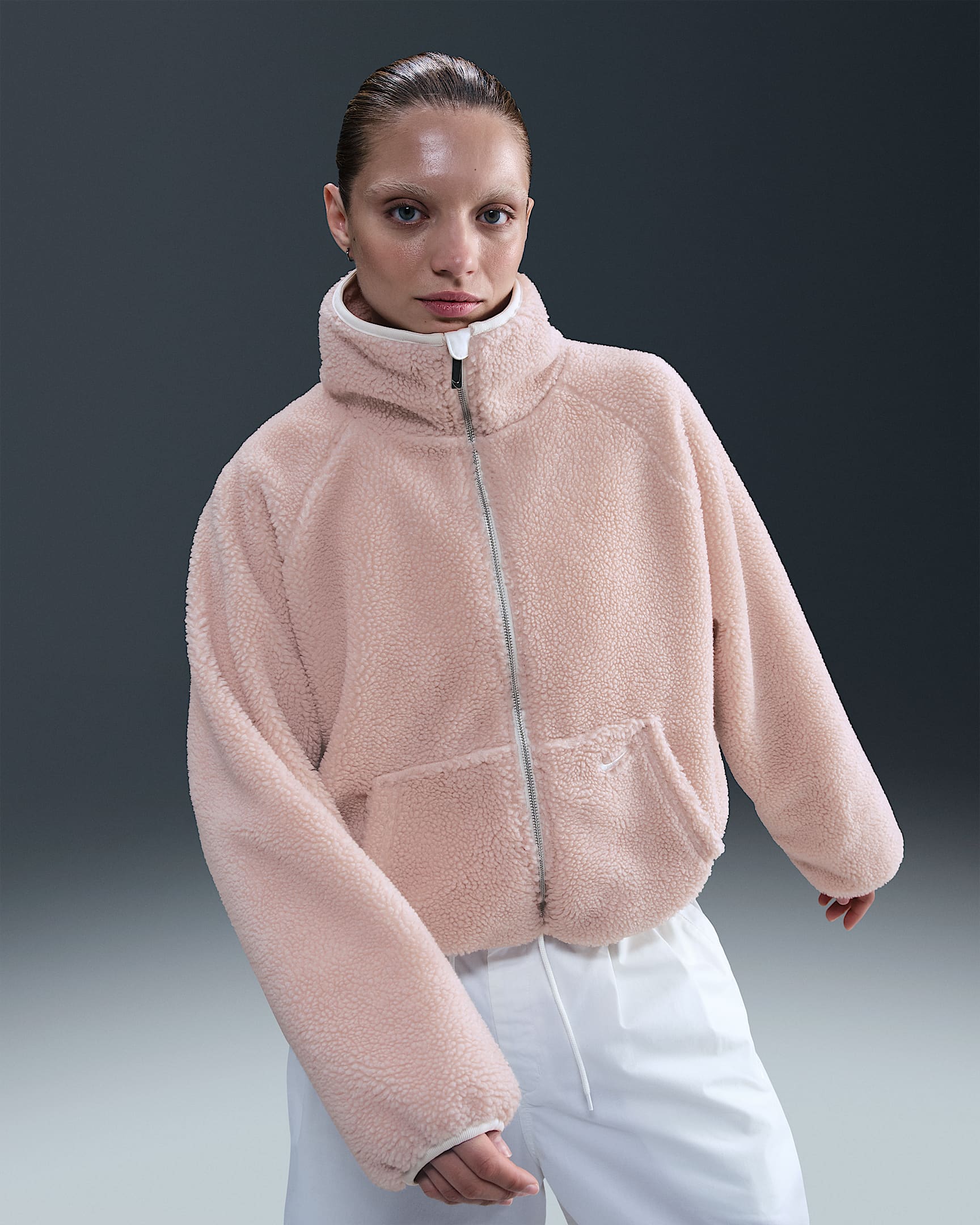Nike Sportswear Women's High-Pile Fleece Jacket - Silt Red/Sail/Sail