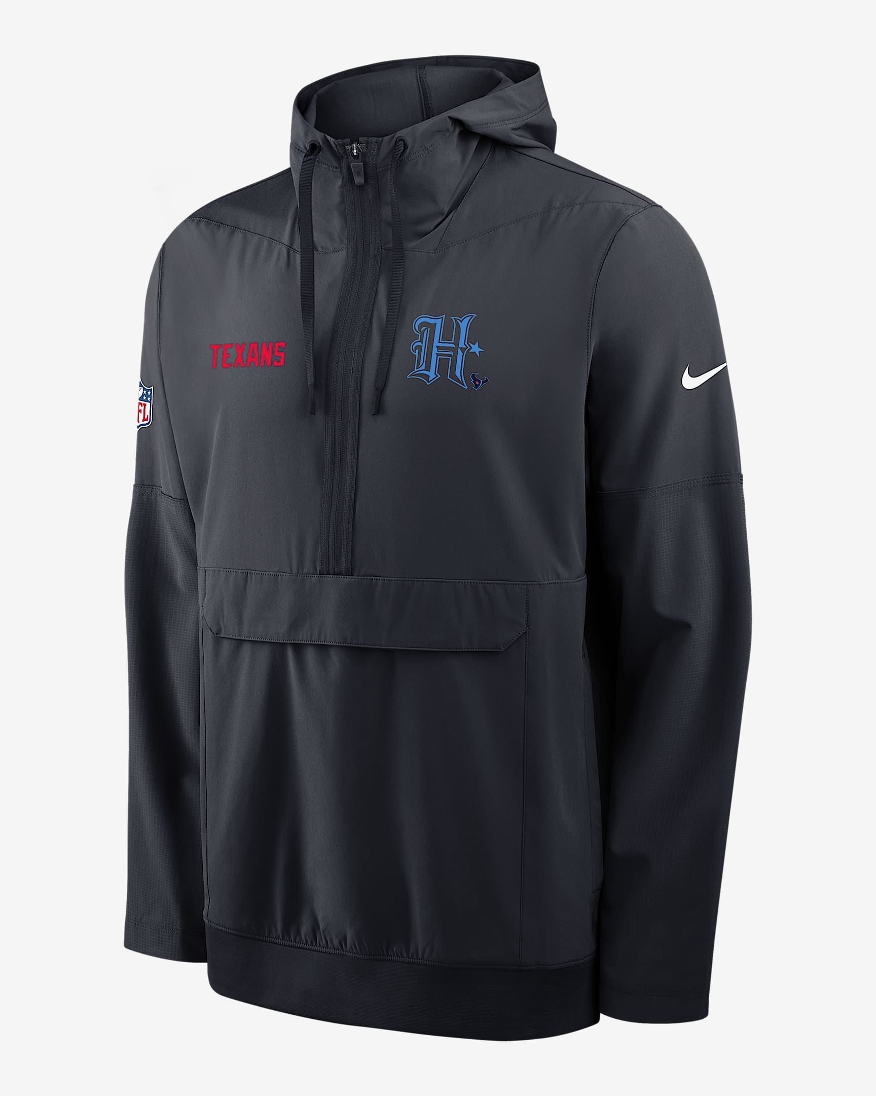 Chamarra Nike de la NFL de medio cierre con gorro para hombre Houston Texans Alt Option Route Anorak - Azul