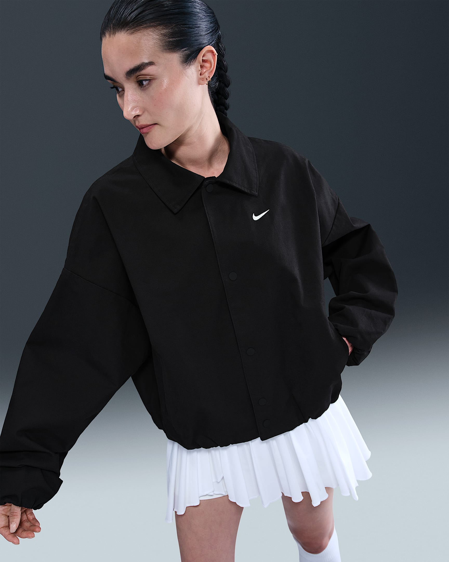Nike Sportswear Women's Oversized Woven Jacket - Black/Black/Sail