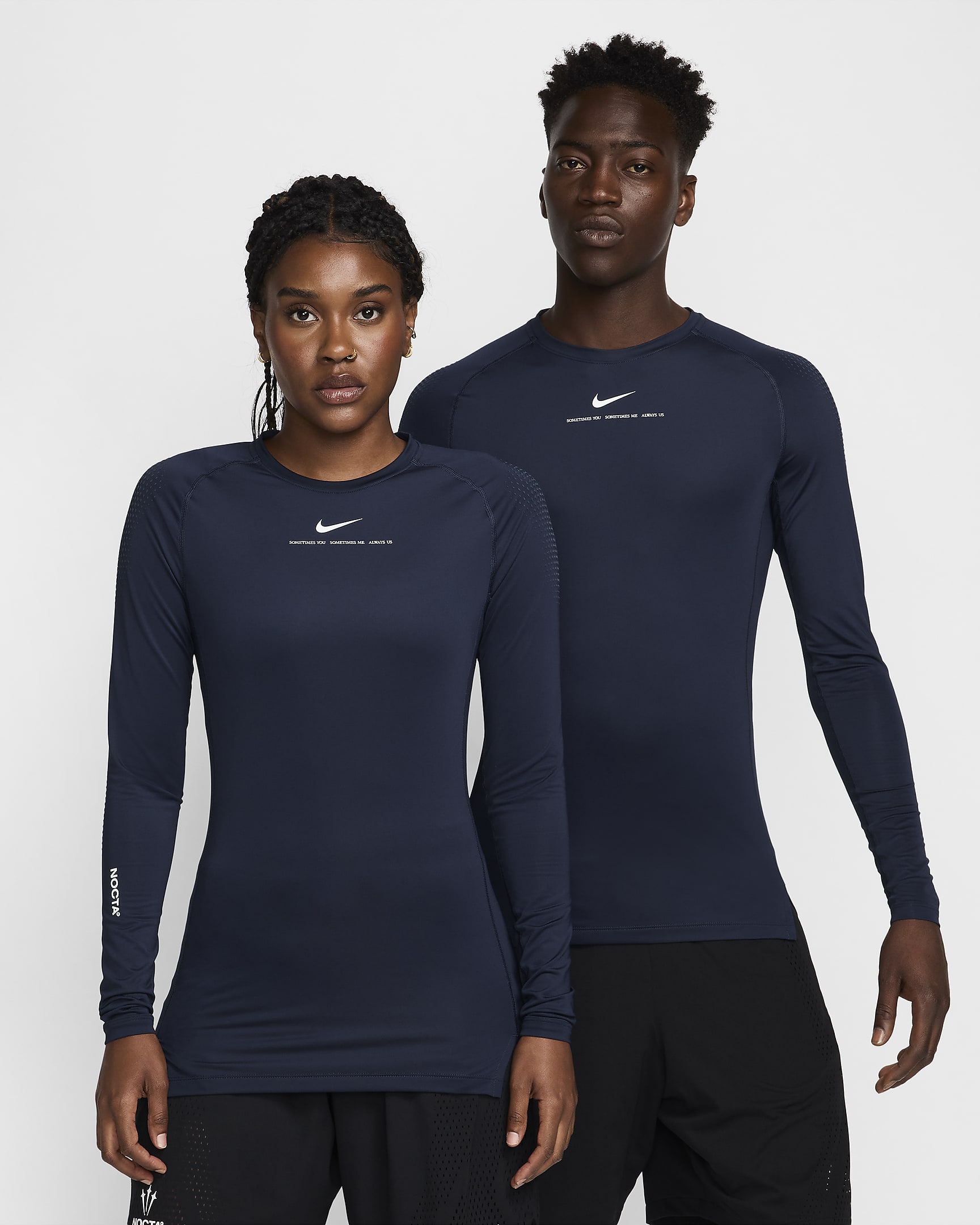 Haut de basketball première couche à manches longues NOCTA pour homme - College Navy/Blanc