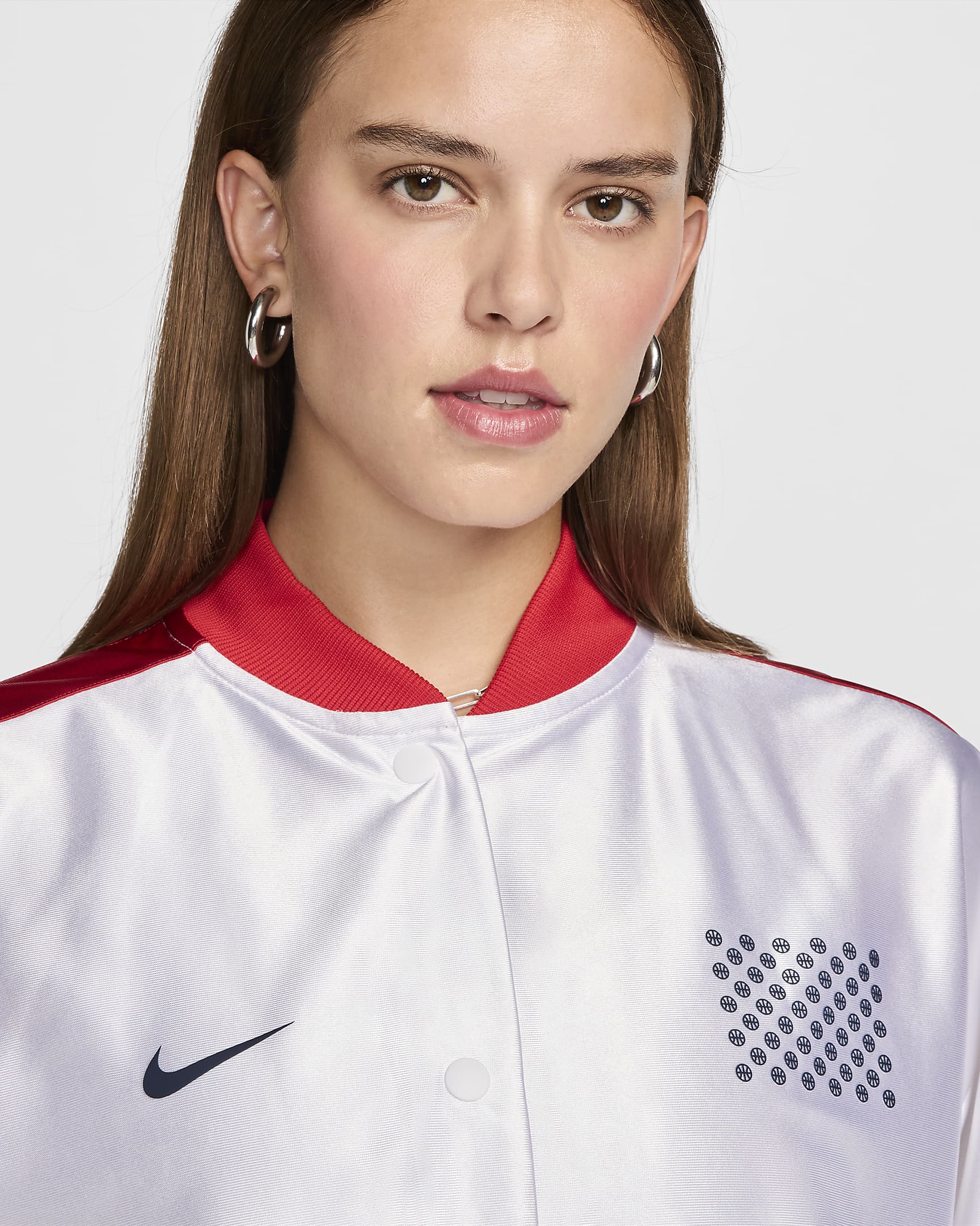 USA Village Women's Nike Basketball Seasonal Top - White/Sport Red/White/Obsidian