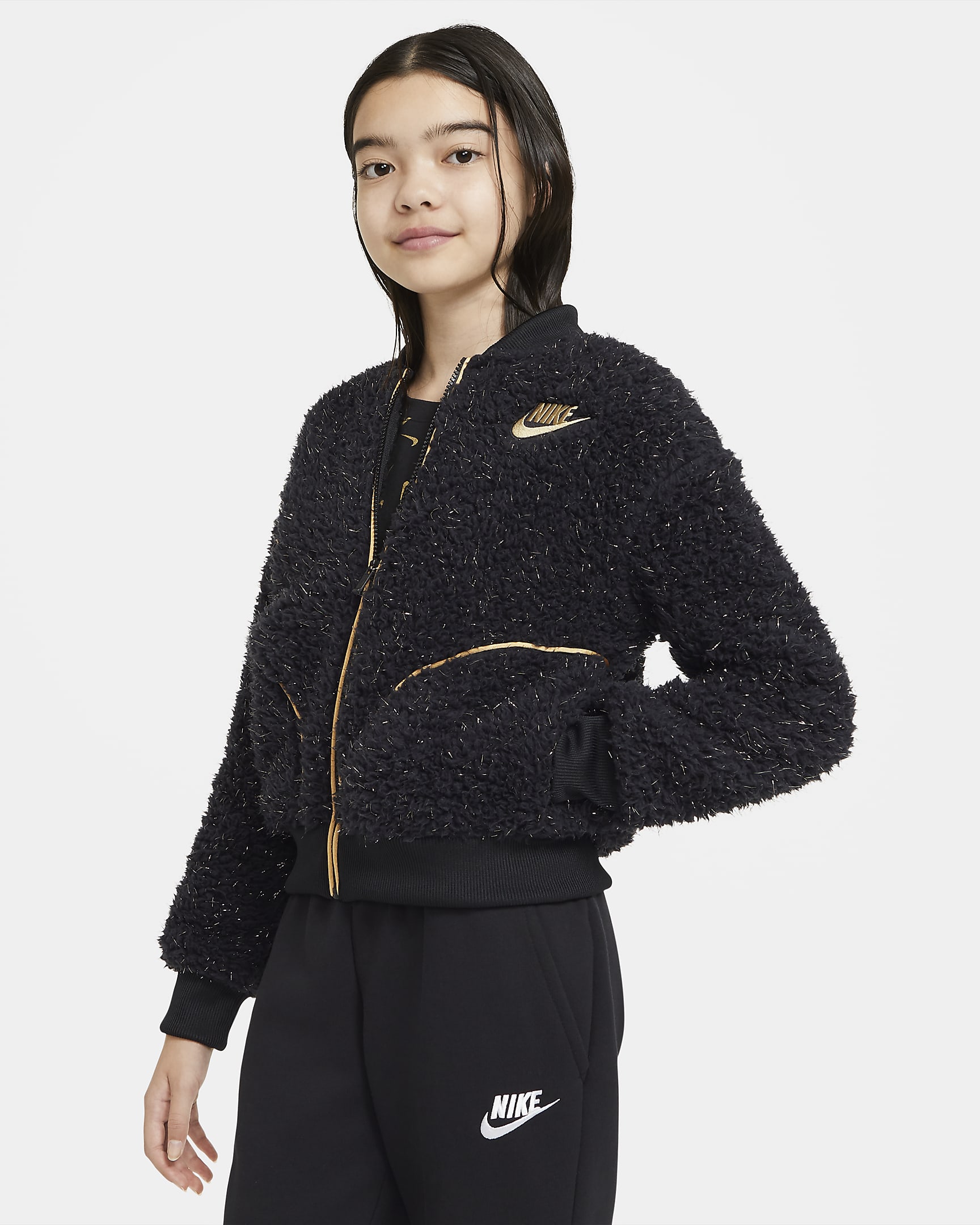 Nike Sportswear Big Kids' (Girls') Full-Zip Sherpa Jacket. Nike.com