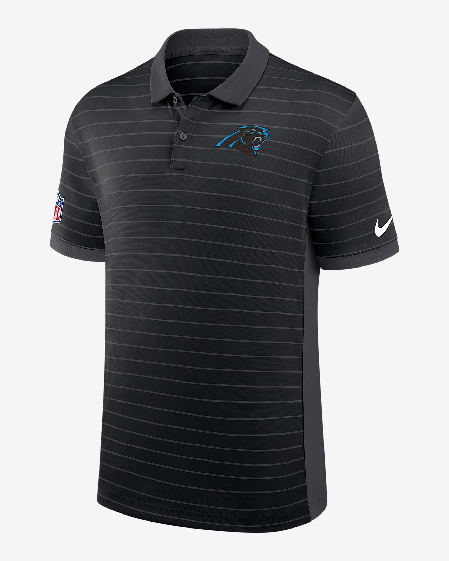 Carolina Panthers Sideline Victory Stripe Men's Nike Dri-FIT NFL Polo - Black