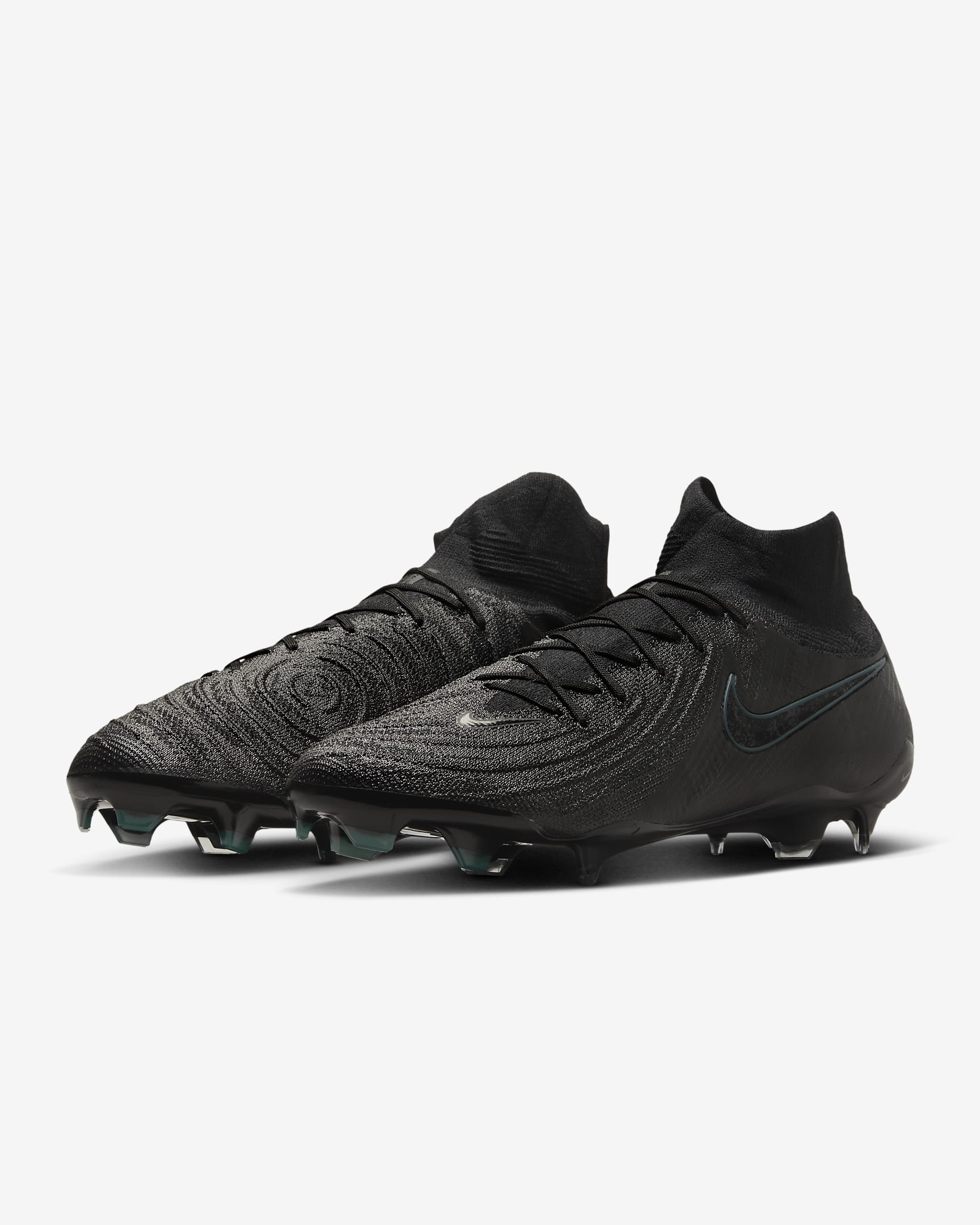 Nike Phantom Luna 2 Elite fotballsko med høy profil til gress - Svart/Deep Jungle/Svart