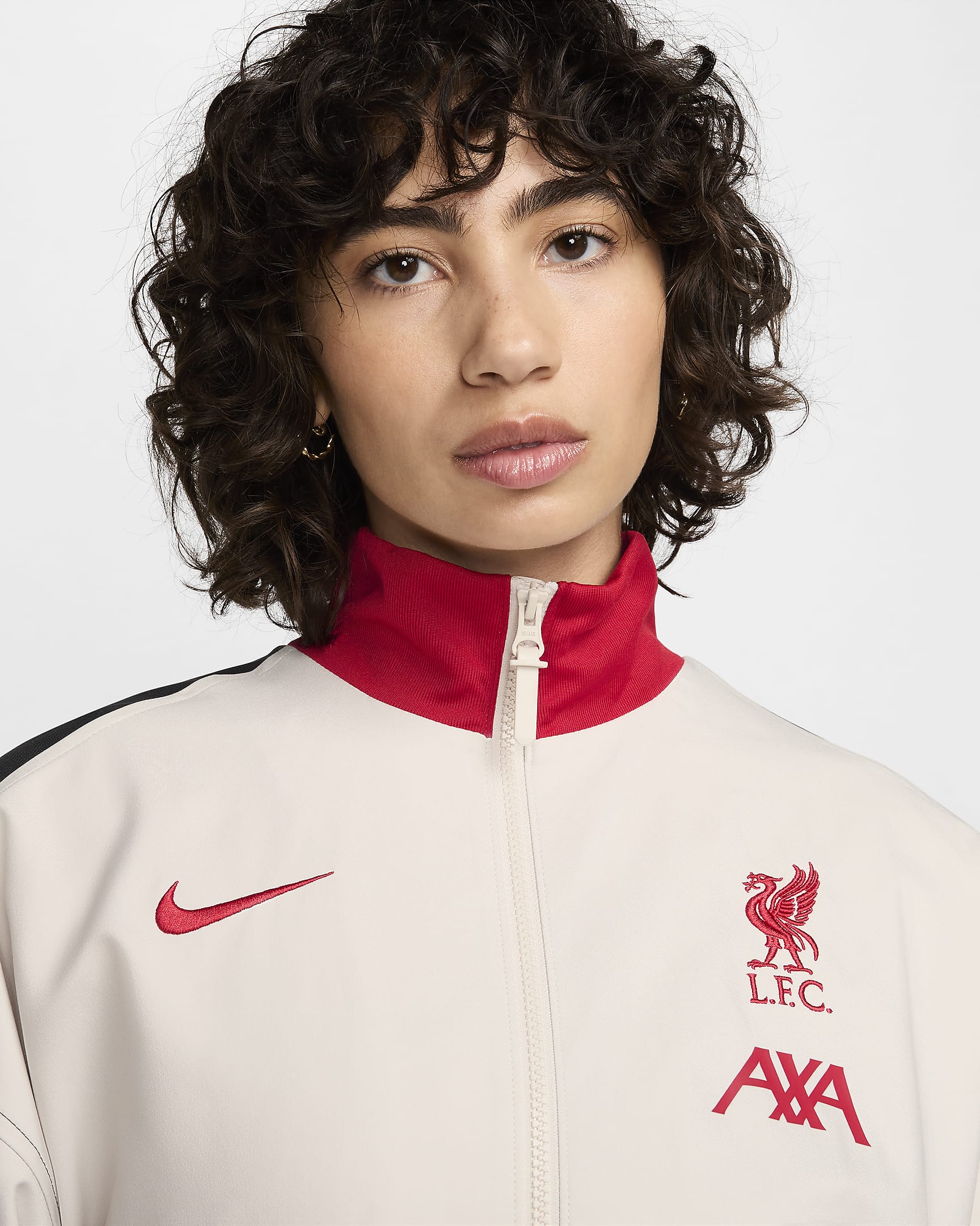 FC Liverpool Strike Nike Dri-FIT Fußballjacke für Damen - Light Orewood Brown/Schwarz/Gym Red