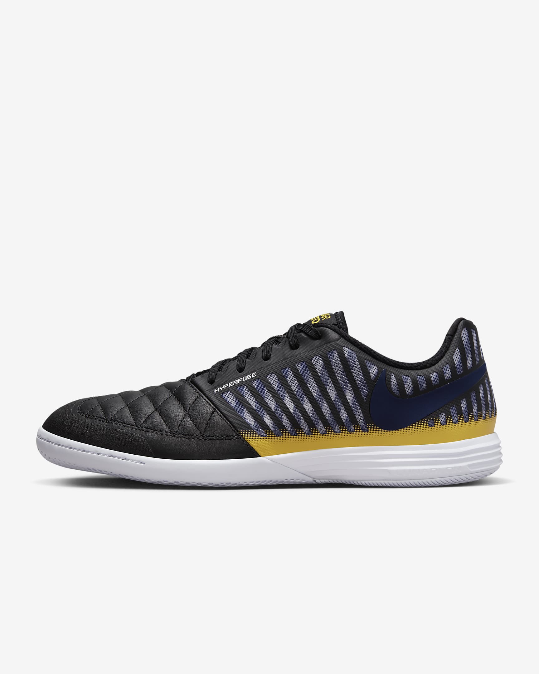 Nike Lunar Gato II Indoor Court Low-Top Football Shoes - Black/Black/Vivid Sulphur/Midnight Navy