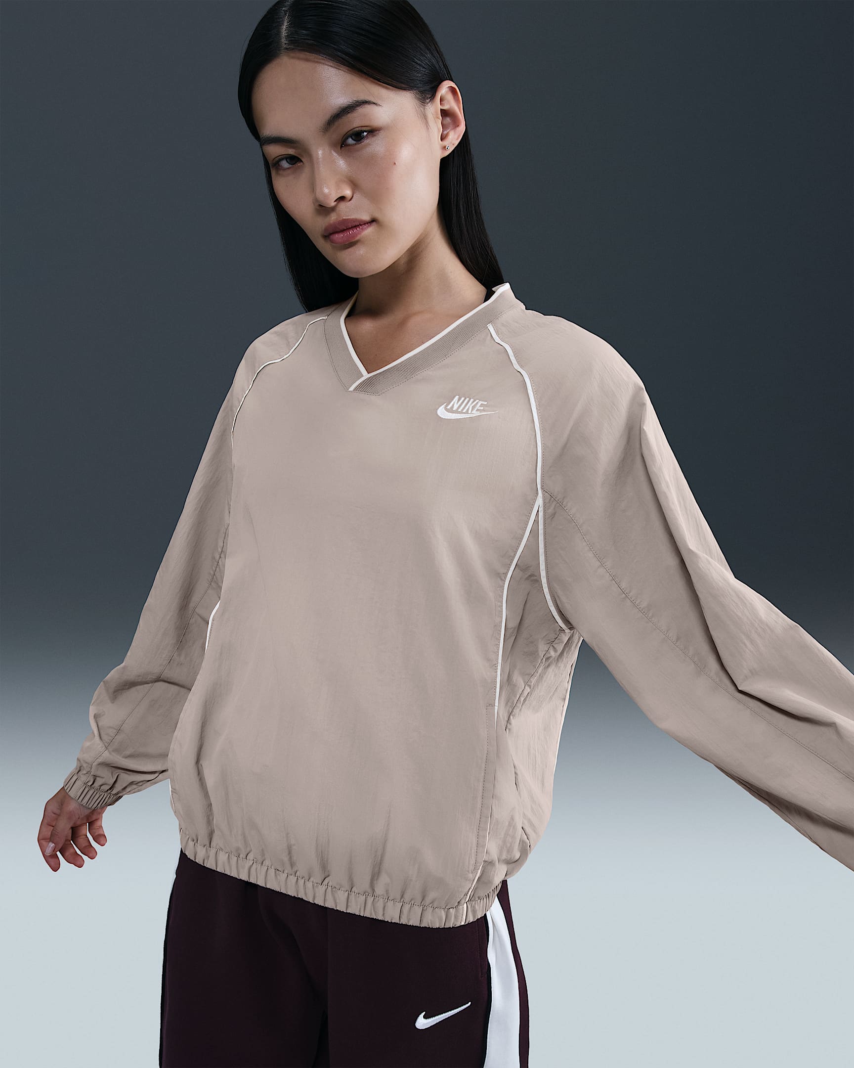 Nike Sportswear Windrunner Women's Sweatshirt Top - College Grey/Sail