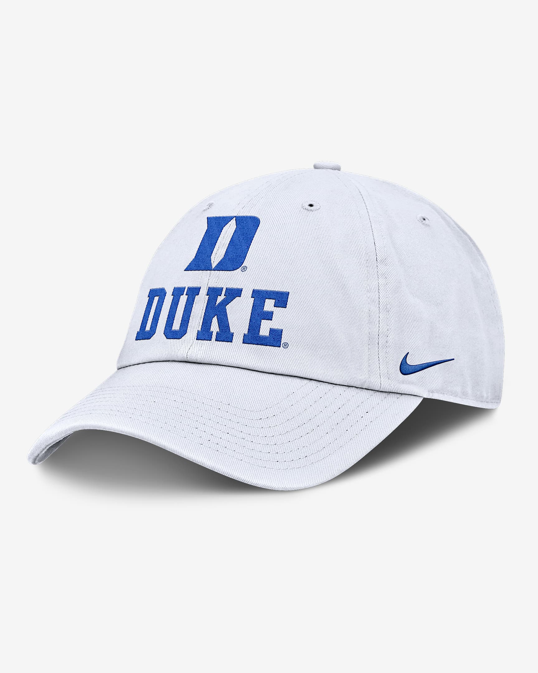 Gorra universitaria Nike ajustable para hombre Duke Sideline Club Gameday - Blanco