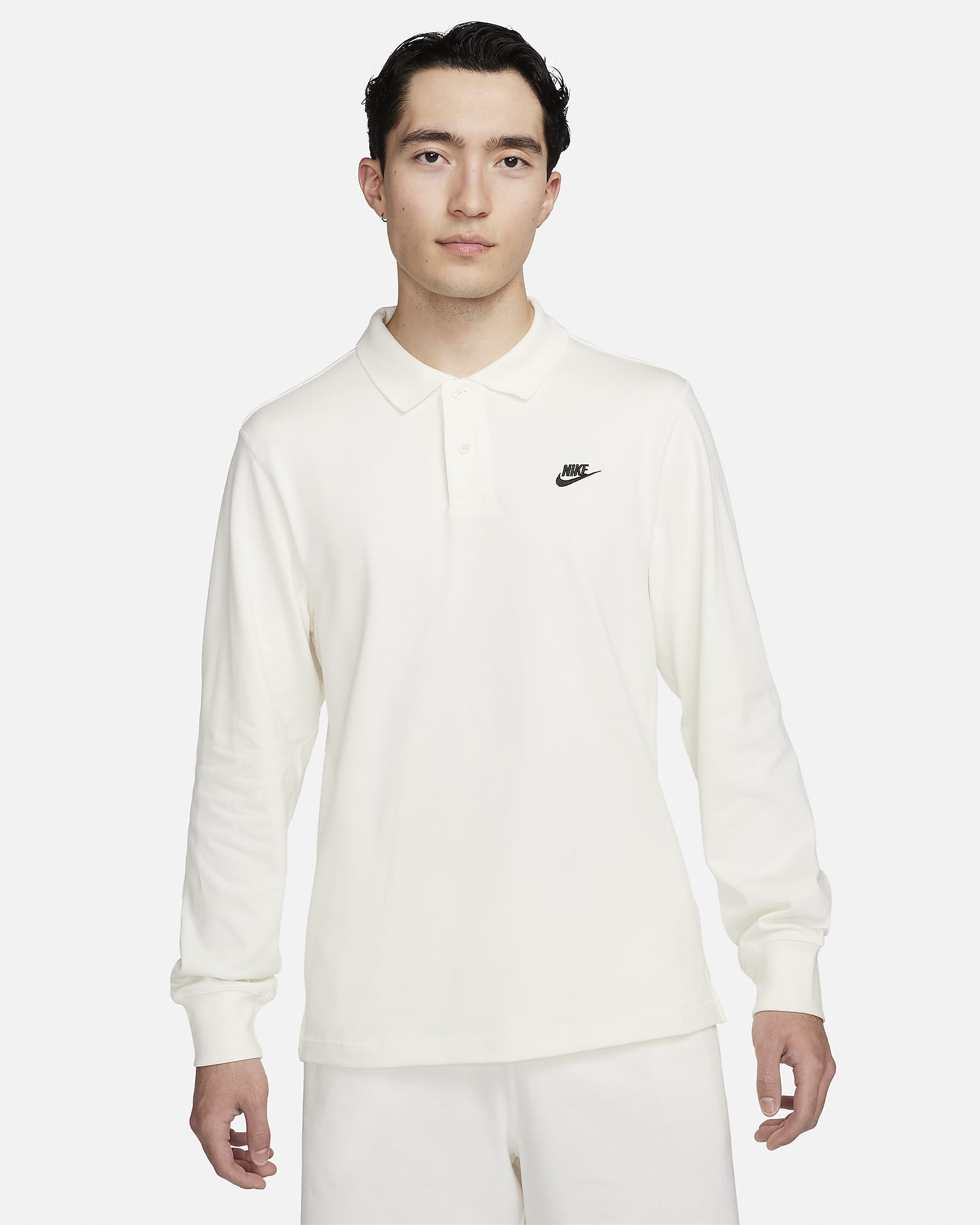 Nike Club Men's Long-Sleeve Knit Polo - Sail/Black