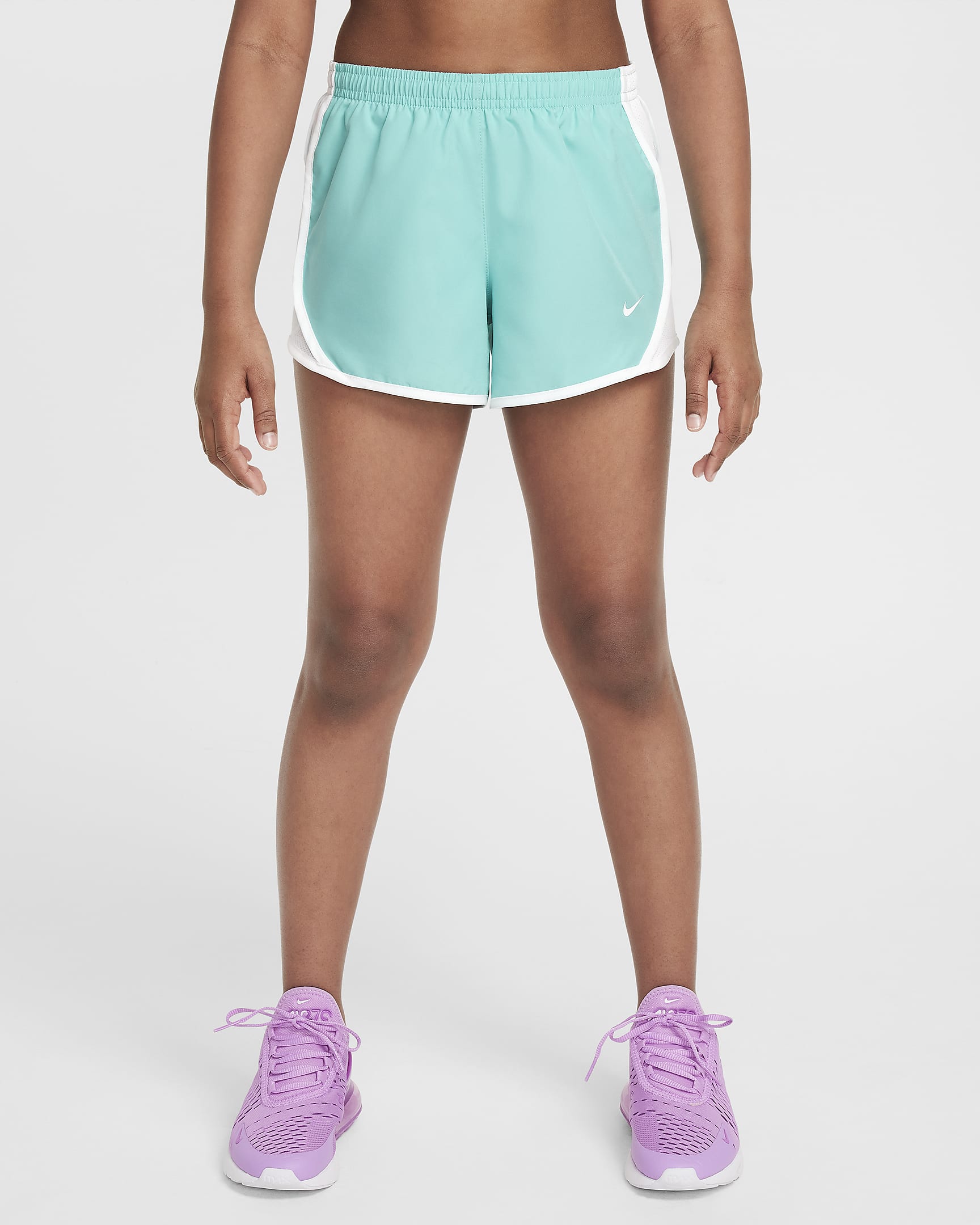 Shorts de running Dri-FIT para niñas talla grande Nike Tempo - Escarcha verde/Blanco/Blanco/Blanco