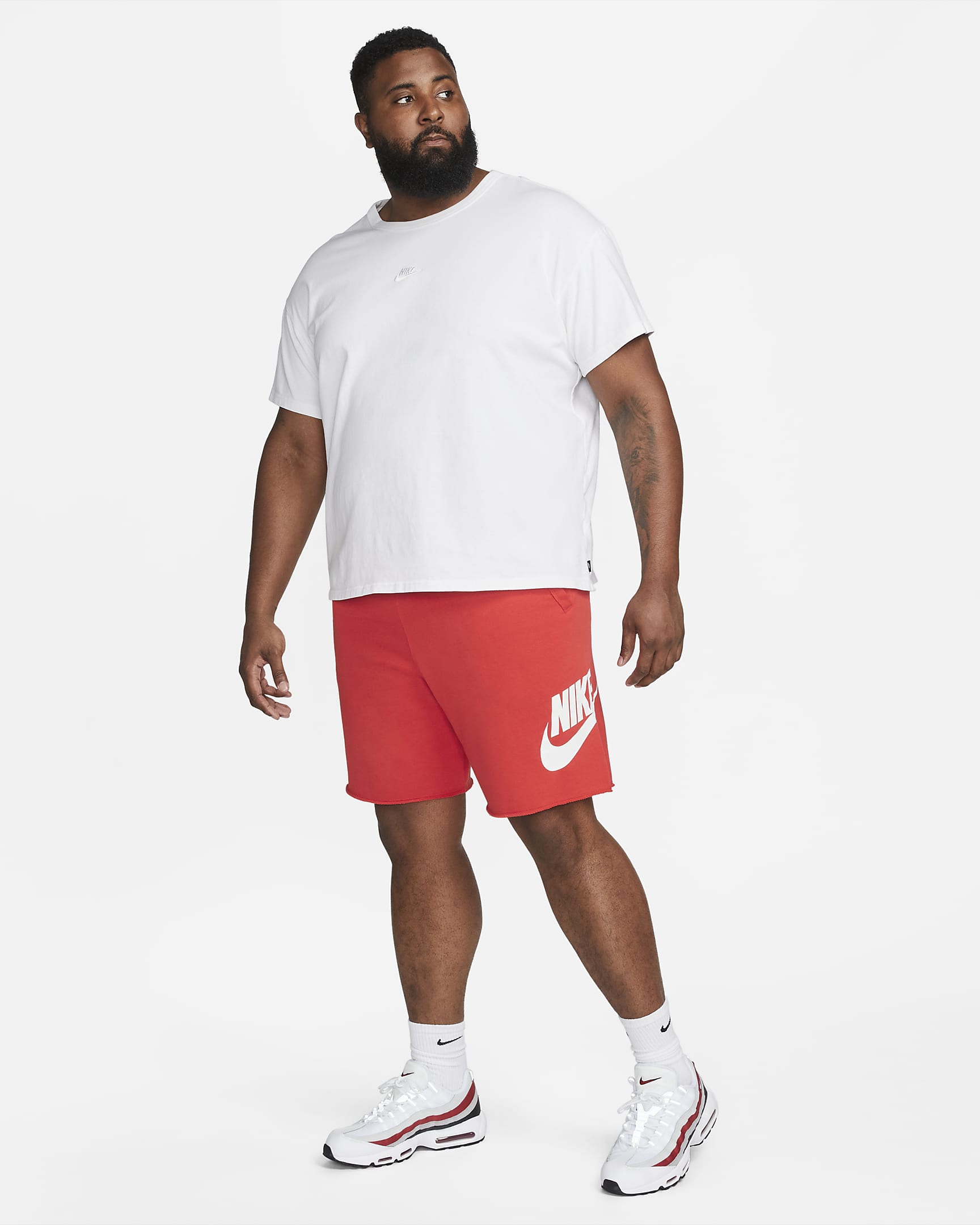 Nike Club Alumni Men's French Terry Shorts - University Red/White/White