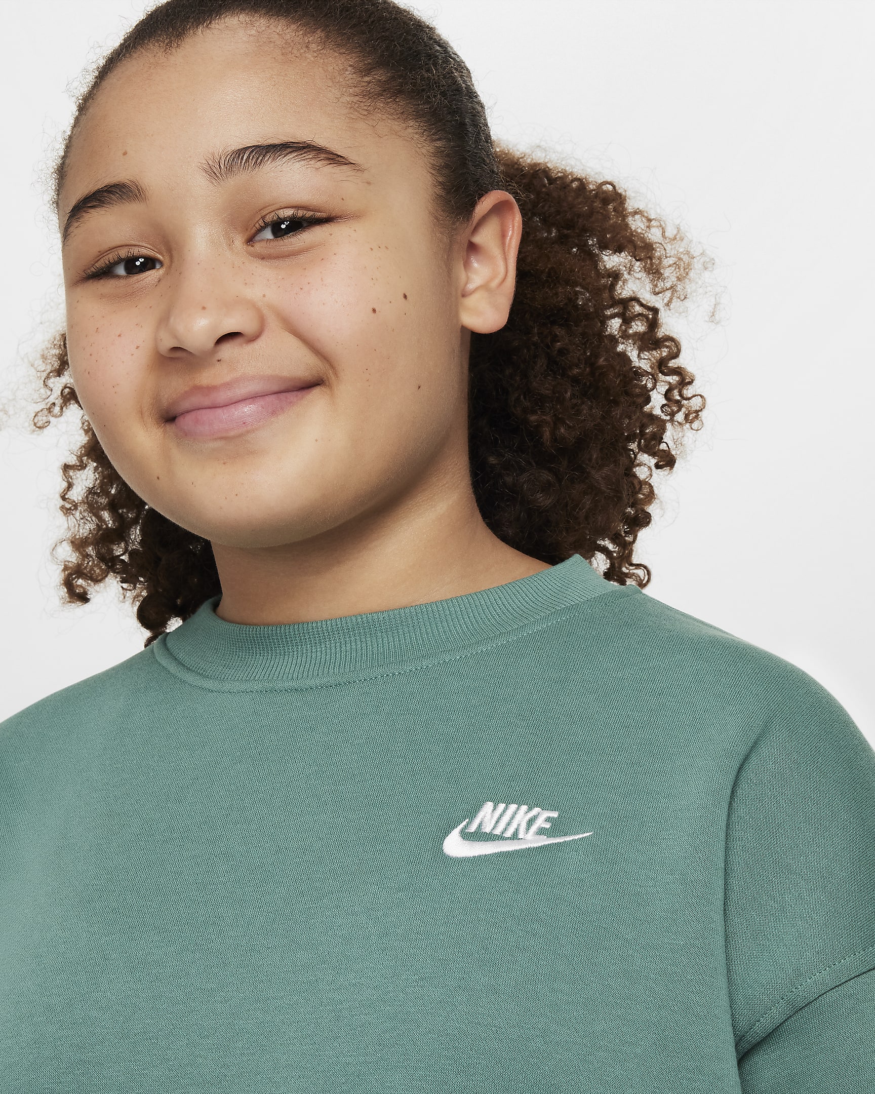 Nike Sportswear Club Fleece Big Kids' (Girls') Oversized Sweatshirt (Extended Size) - Bicoastal/White