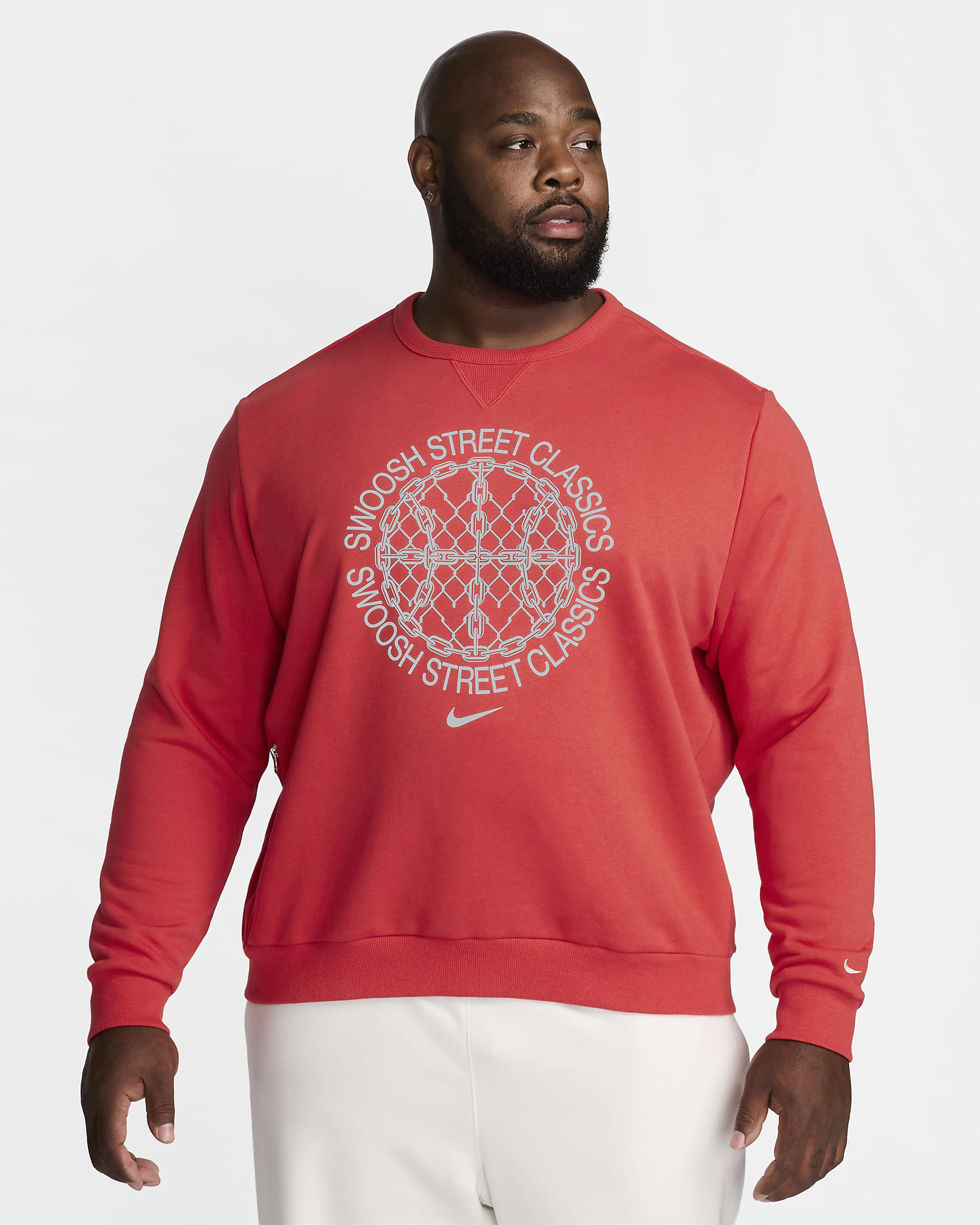 Nike Standard Issue Men's Dri-FIT Basketball Crew-Neck Sweatshirt - University Red/Heather/Pale Ivory