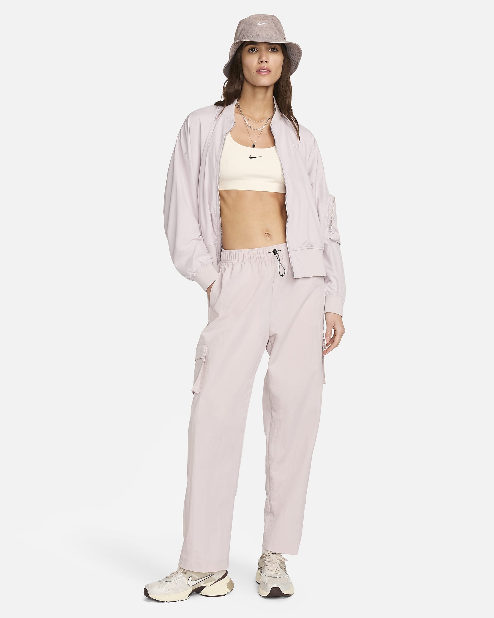 Nike Sportswear Essential Women's High-Rise Woven Cargo Trousers - Platinum Violet/Sail