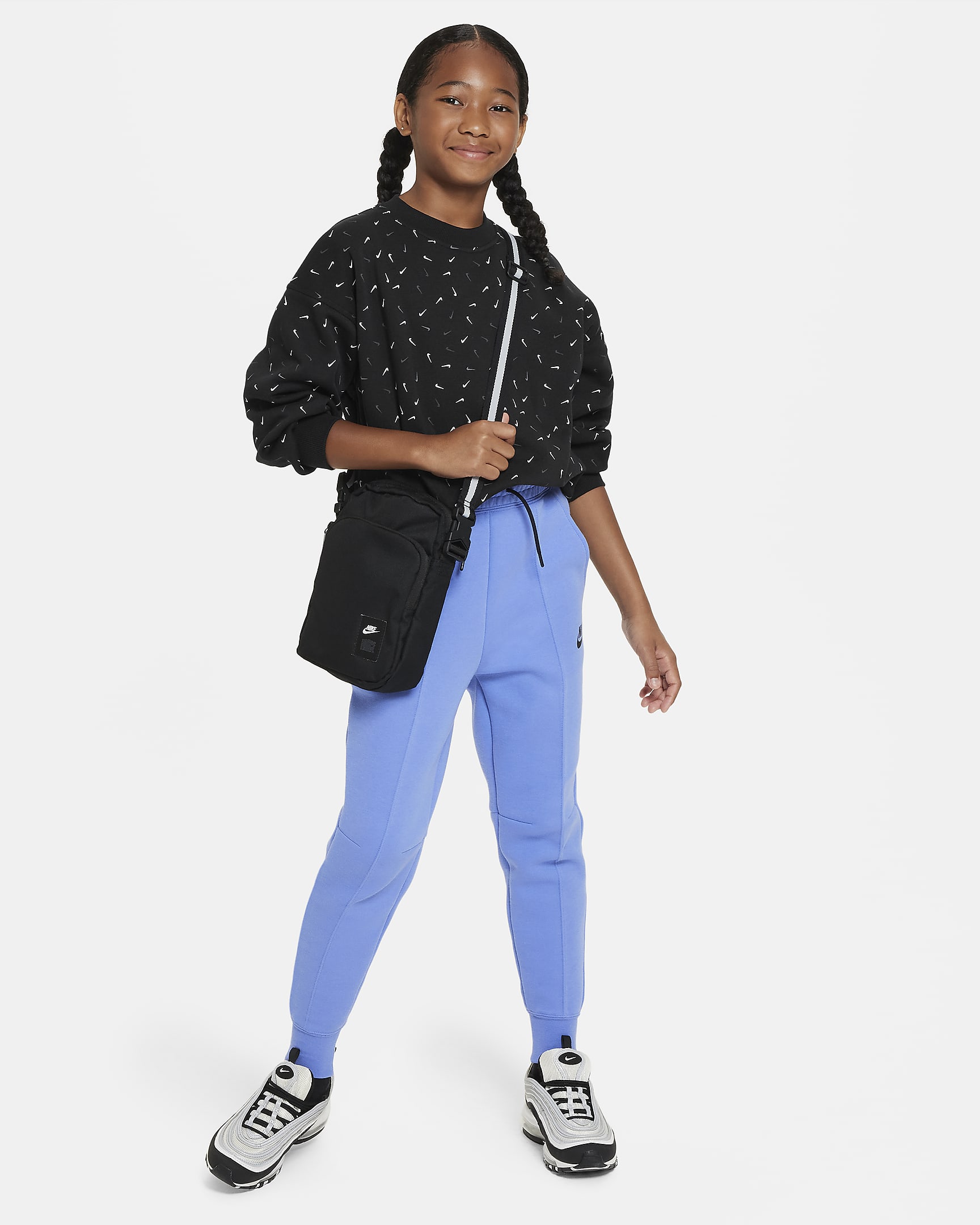 Nike Sportswear Tech Fleece Big Kids' (Girls') Joggers - Polar/Black/Black