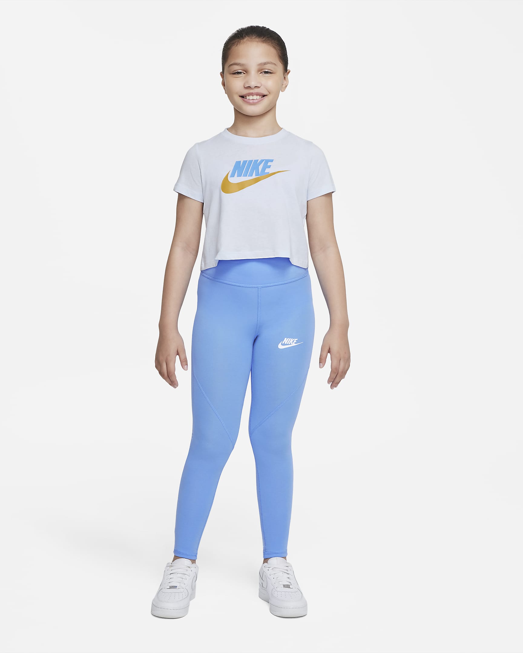 Nike Sportswear Favorites Big Kids' (Girls') High-Waisted Leggings - University Blue/Football Grey