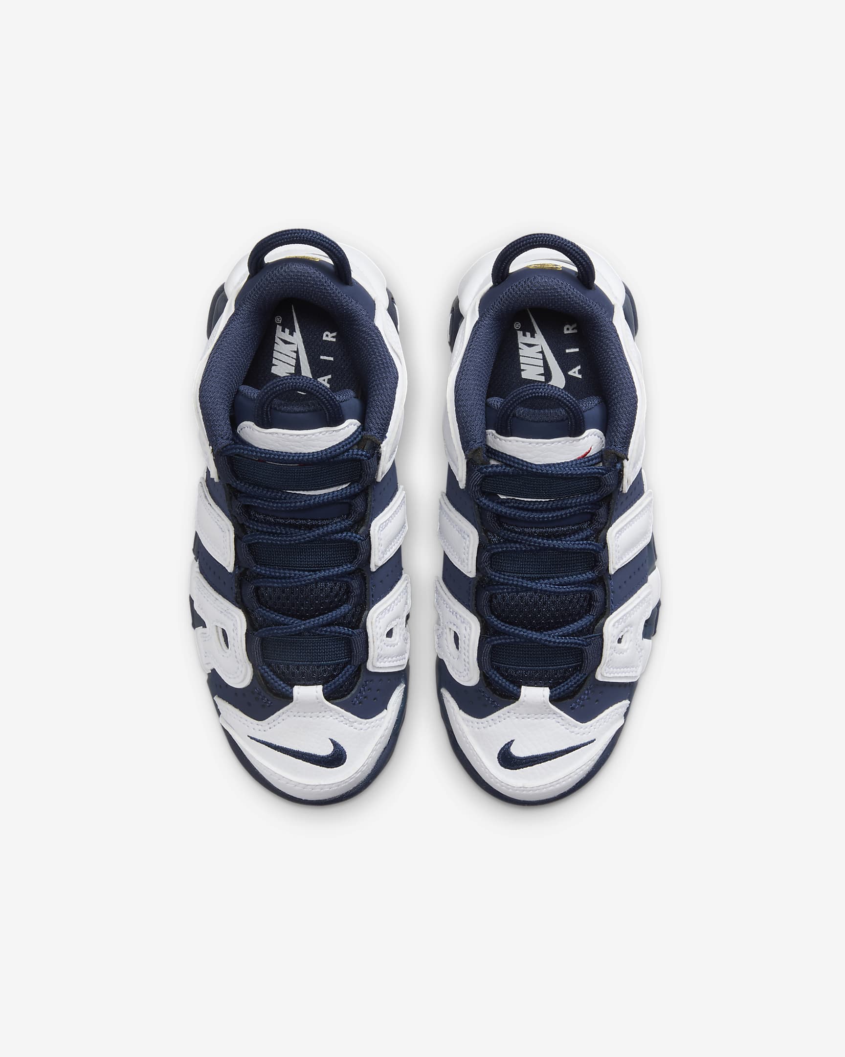 Nike Air More Uptempo Younger Kids' Shoes - White/Metallic Gold/University Red/Midnight Navy