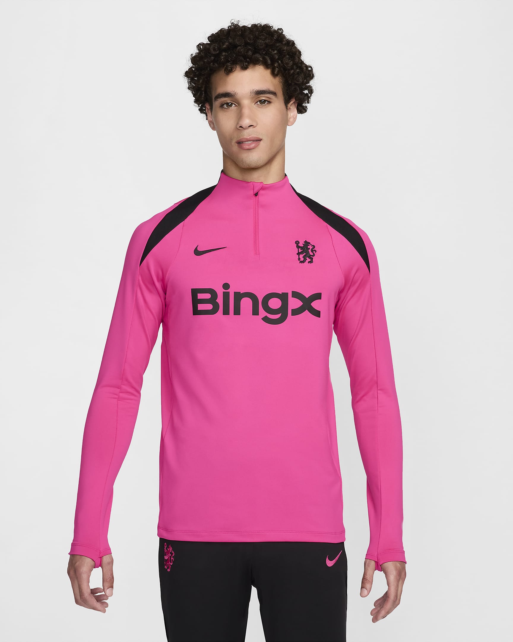 Camisola de treino de futebol Nike Dri-FIT do terceiro equipamento Strike Chelsea FC para homem - Rosa Prime/Preto