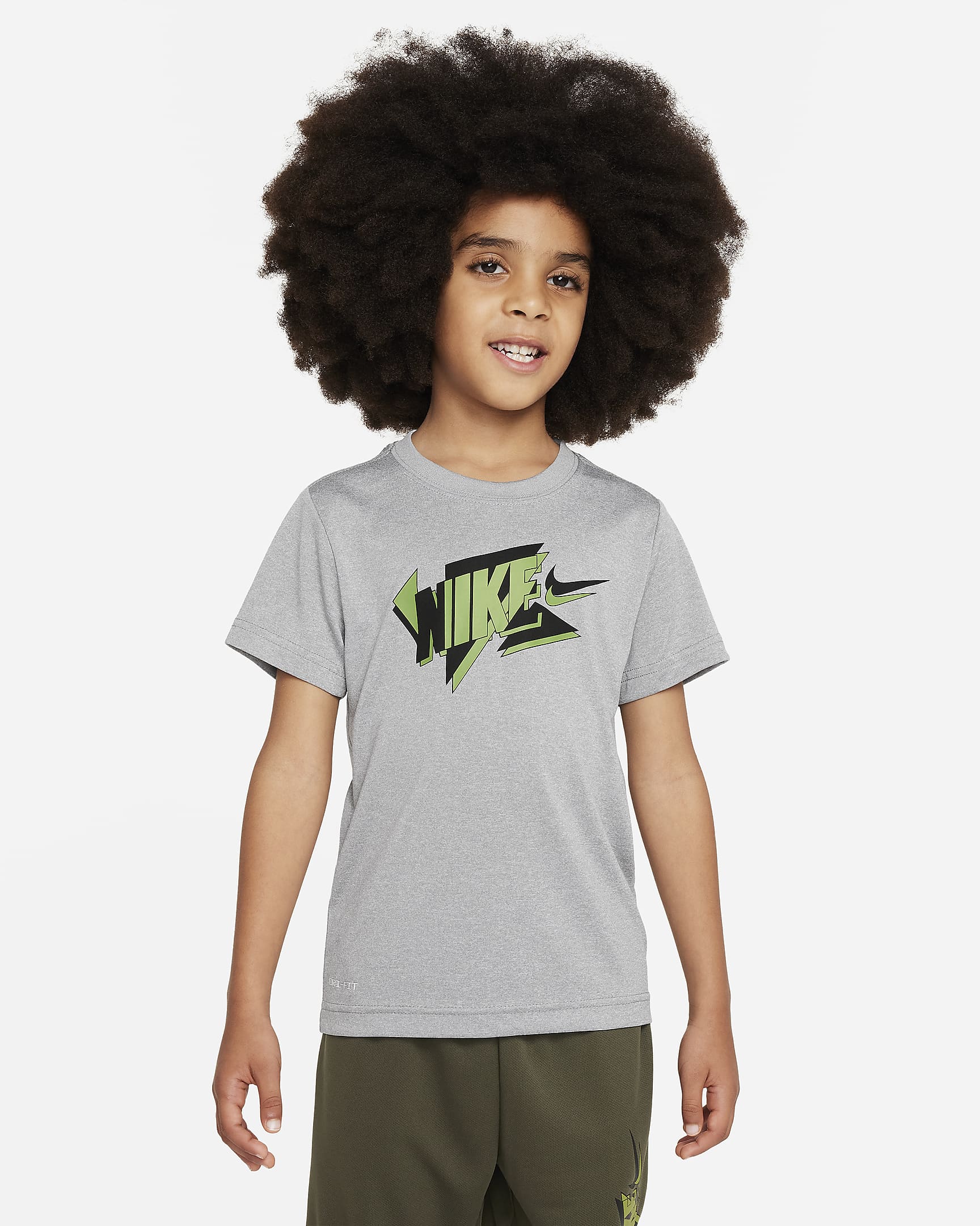 Nike Dri-FIT Little Kids' Graphic T-Shirt - Dark Grey Heather