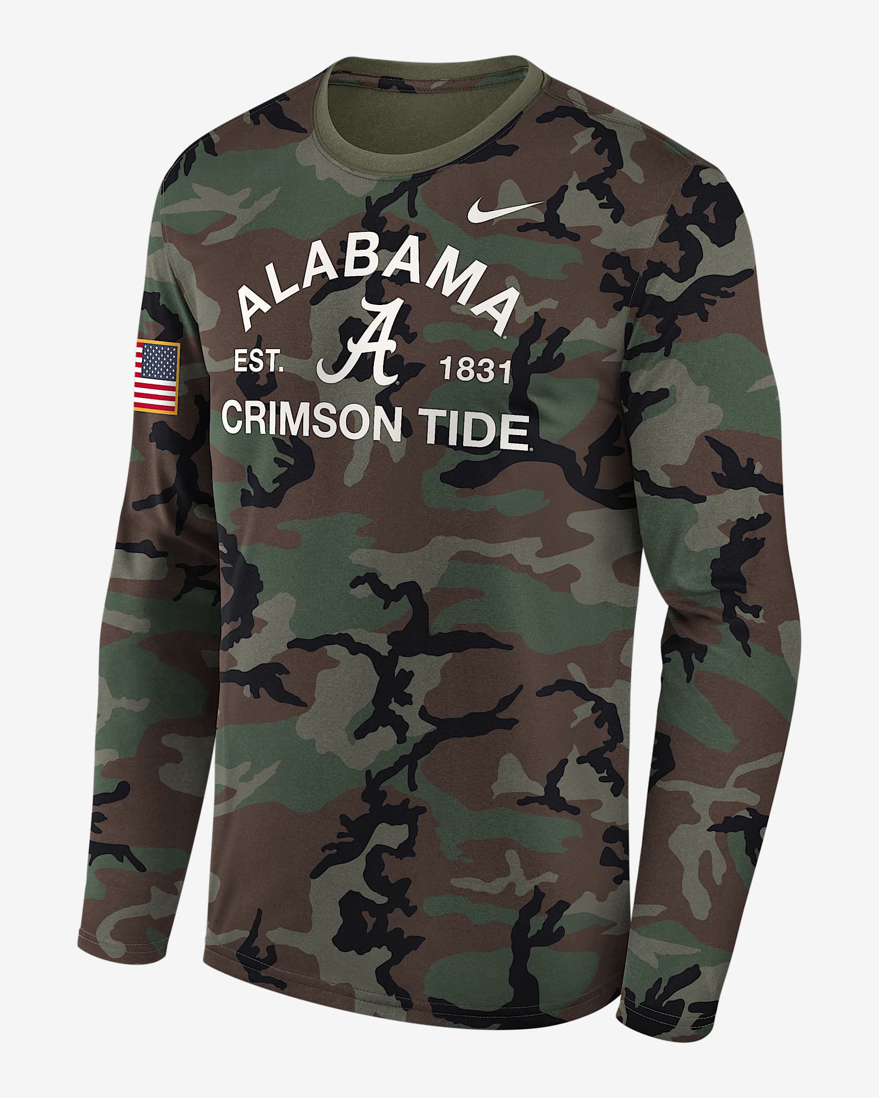 Alabama 2025 Military Appreciation Legend Men's Nike Dri-FIT College Long-Sleeve T-Shirt - Olive