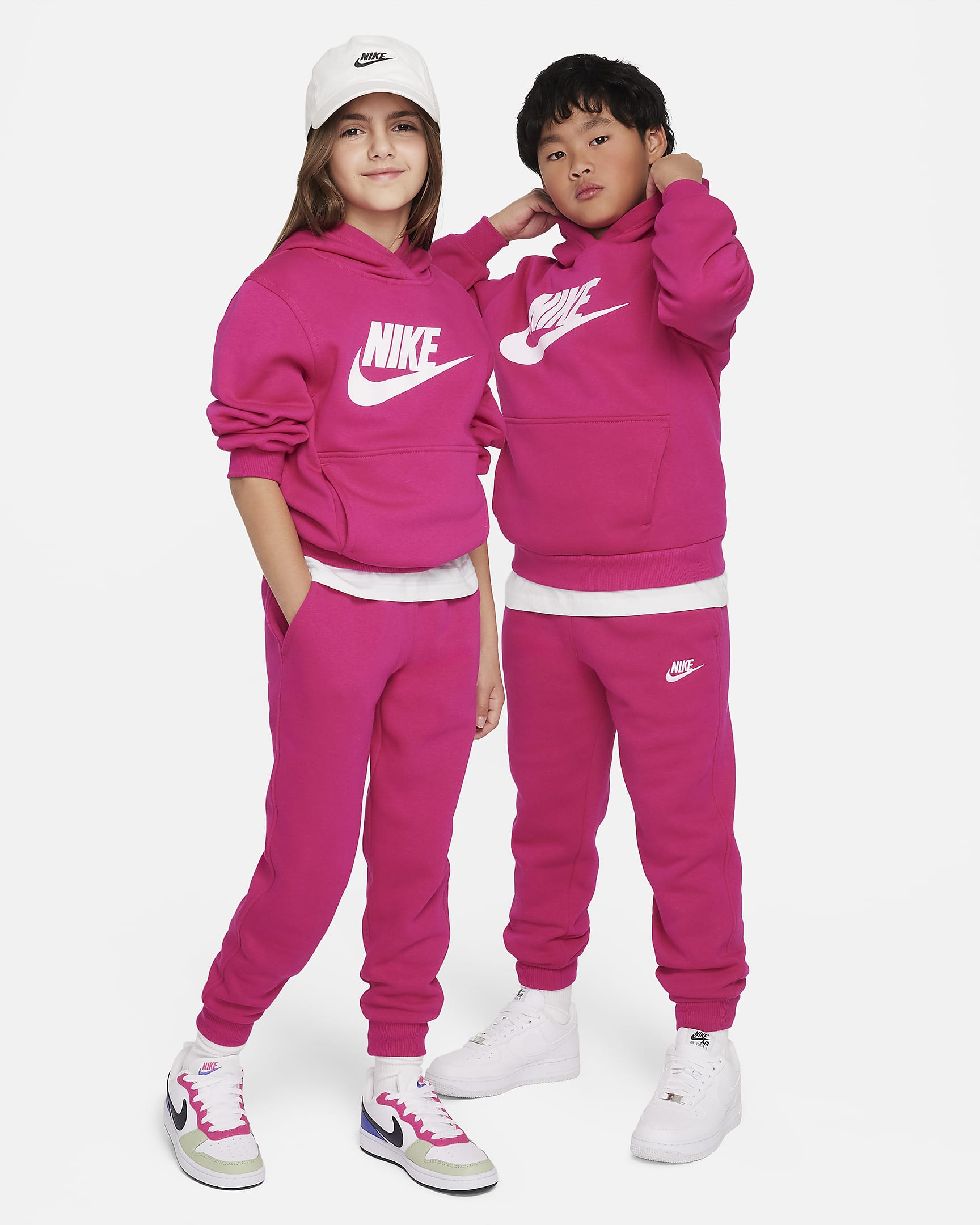 Sudadera con gorro para niños talla grande Nike Sportswear Club Fleece - Rojo espino/Blanco