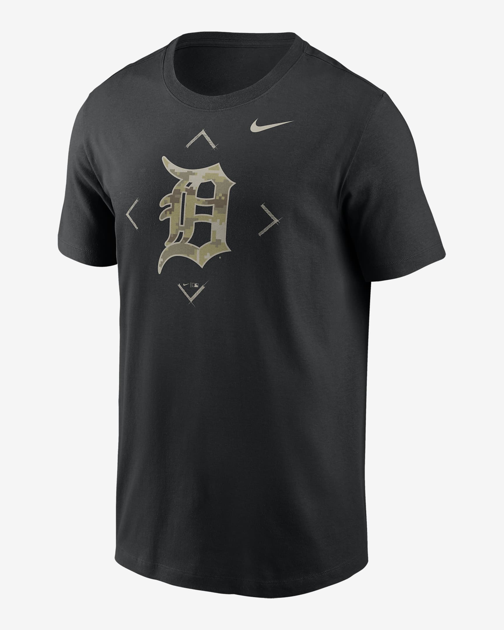 Playera Nike de la MLB para hombre Detroit Tigers Camo Logo.