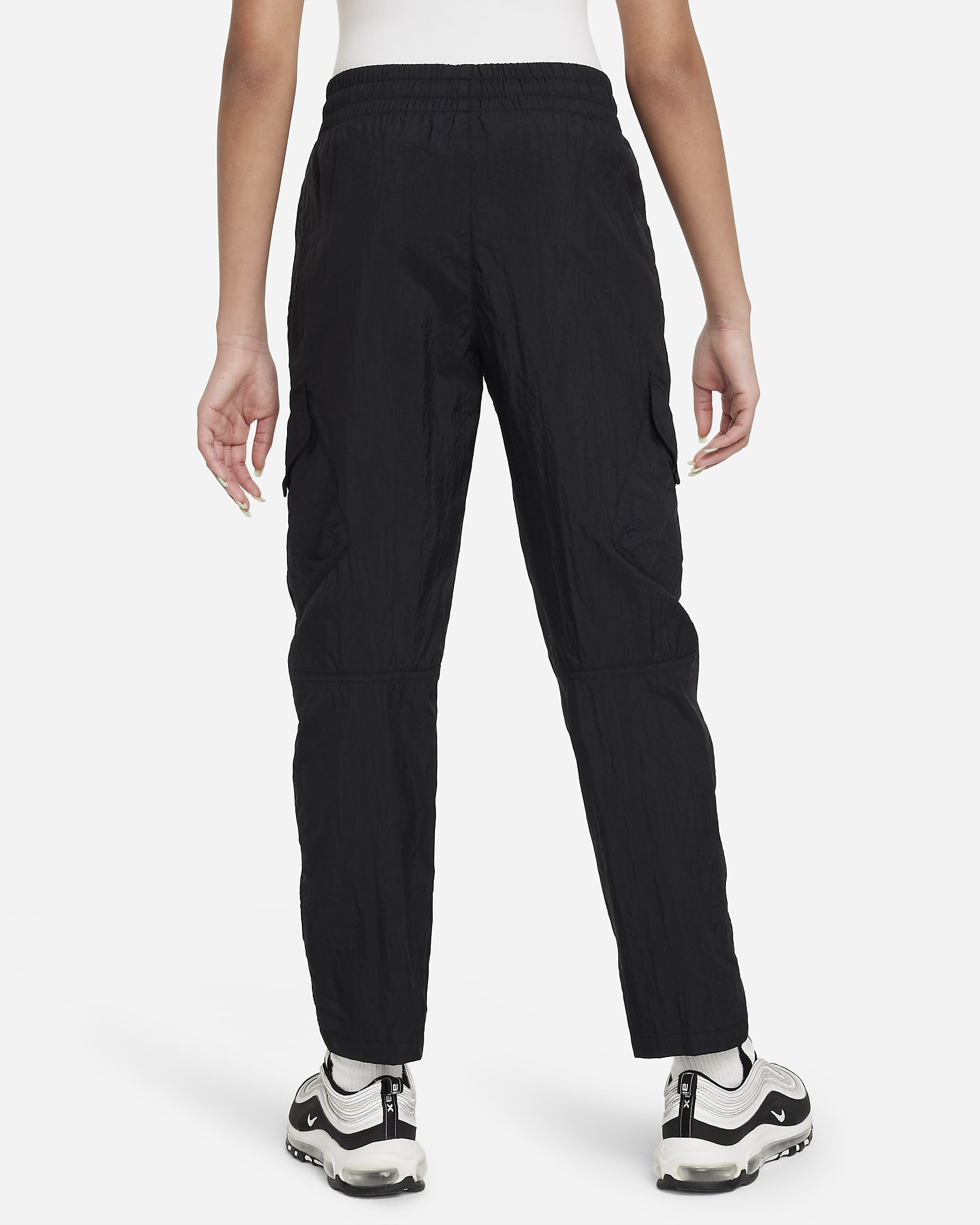 Pantaloni cargo in tessuto a vita alta Nike Sportswear – Ragazza - Nero