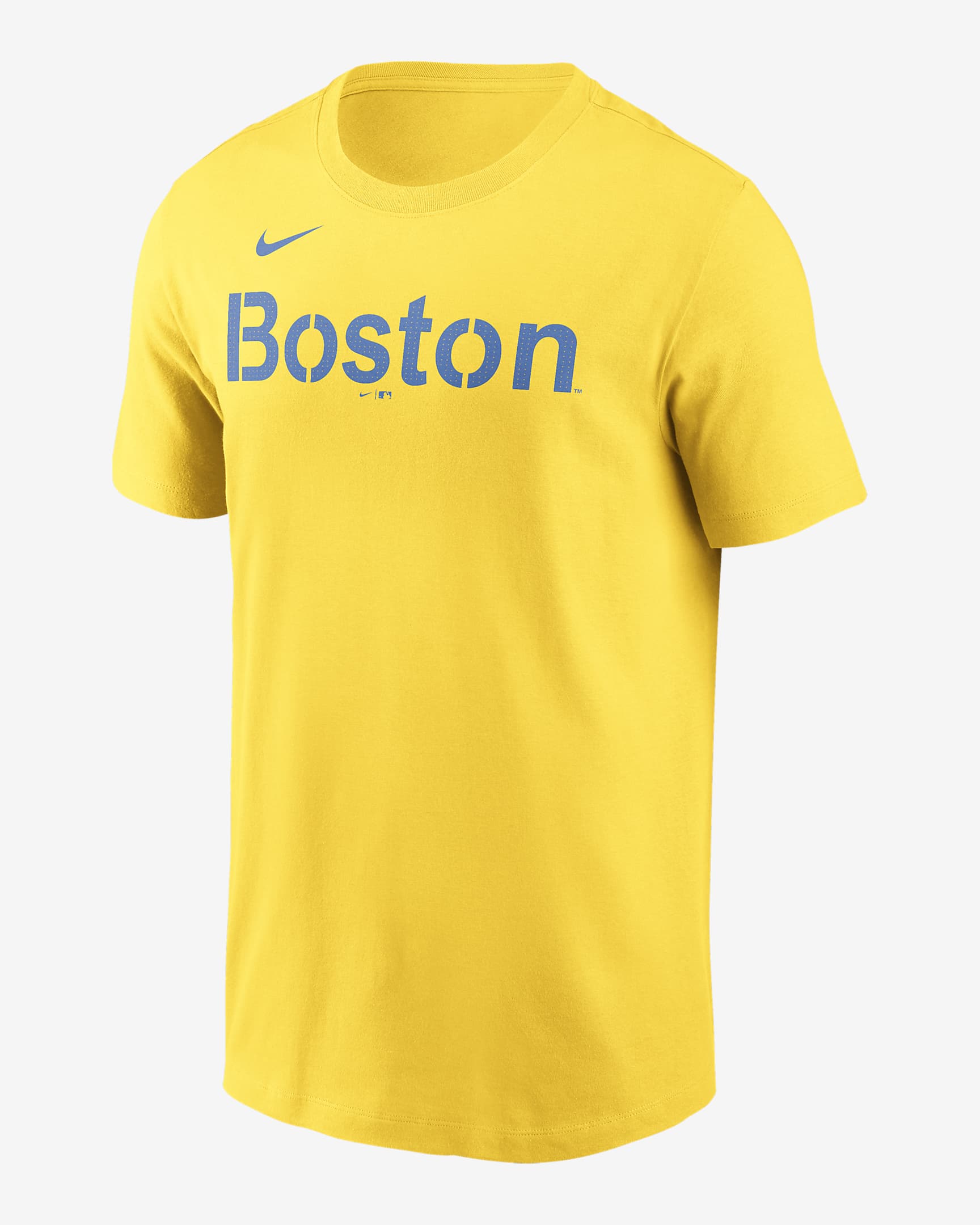 Playera Nike de la MLB para hombre Boston Red Sox City Connect Wordmark - Oro