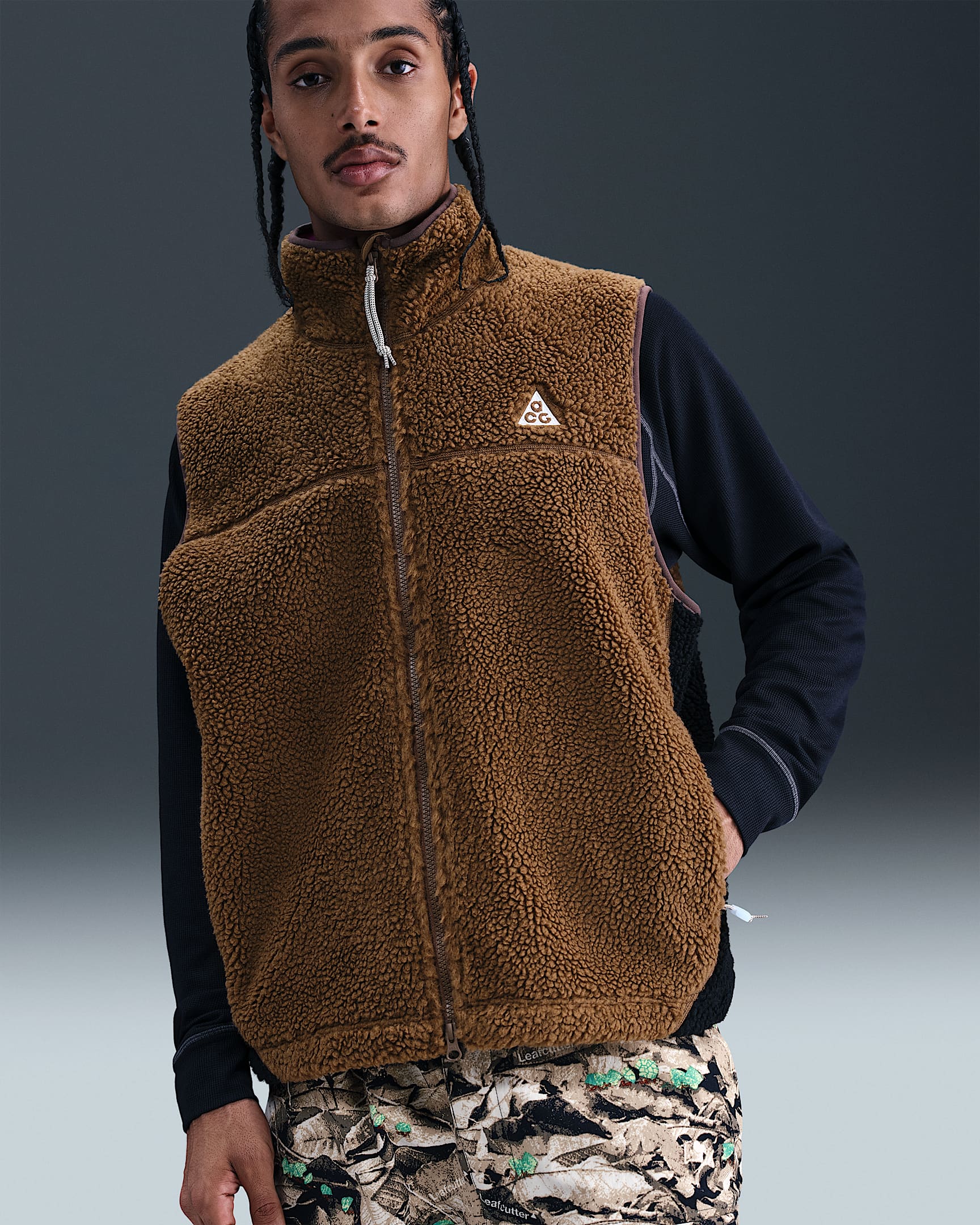 Nike ACG "Canwell Glacier" Men's Therma-FIT ADV Vest - Mosswood Brown/Black/Vivid Purple/Summit White
