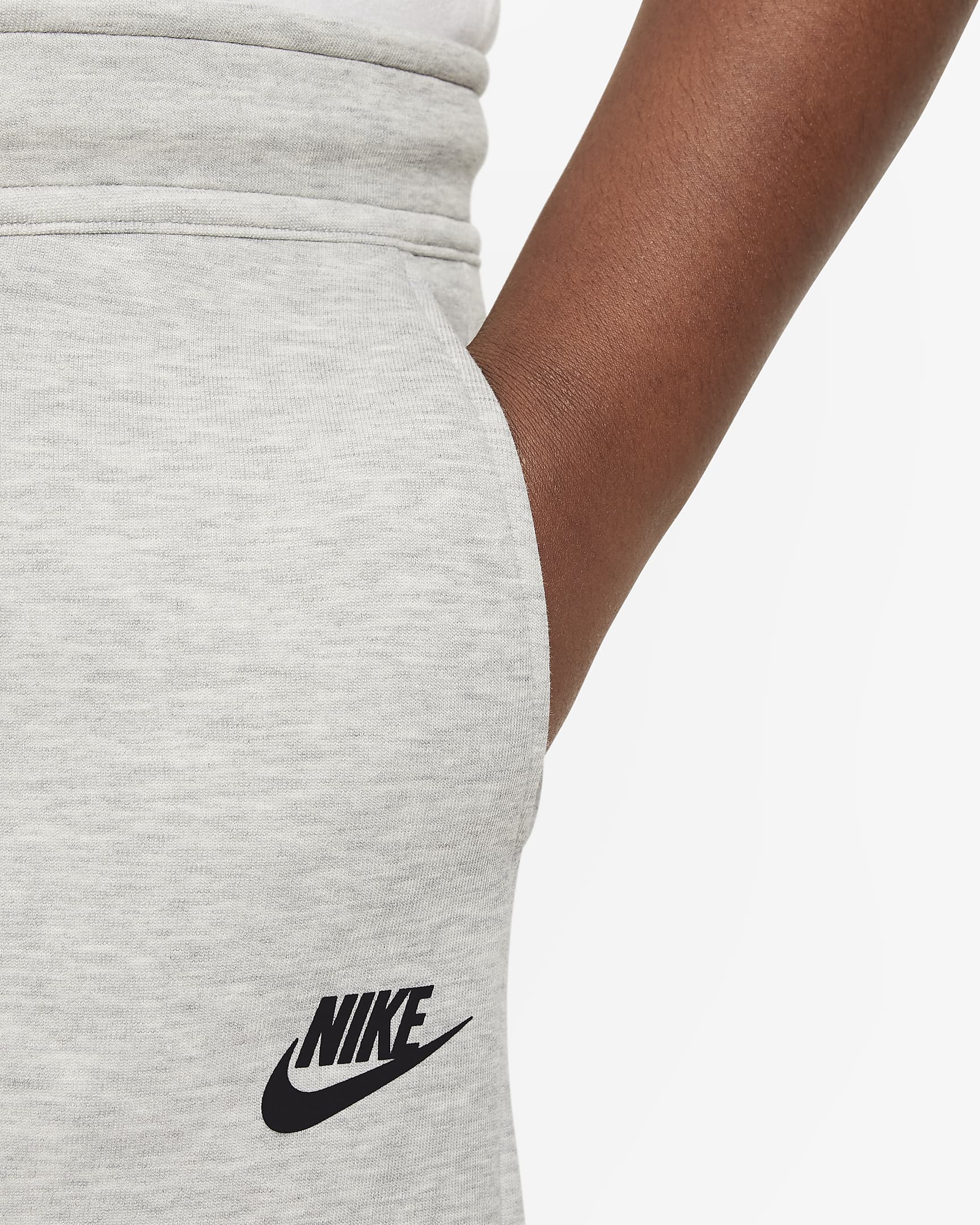 Nike Sportswear Tech Fleece Older Kids' (Boys') Shorts (Extended Size) - Dark Grey Heather/Black/Black