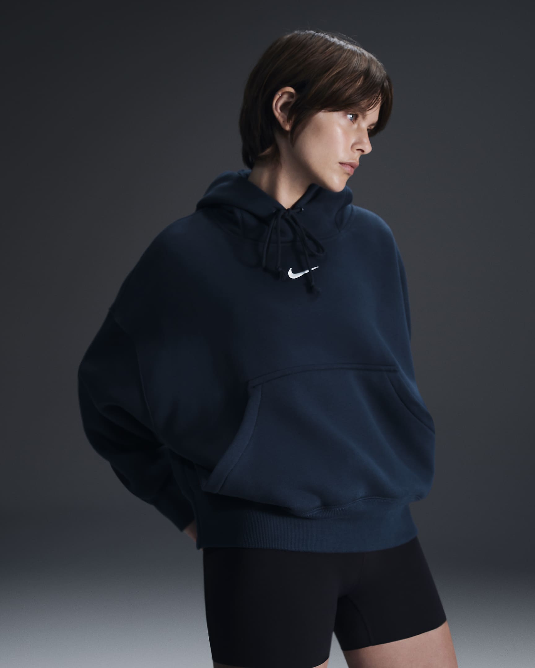 Nike Sportswear Phoenix Fleece Women's Over-Oversized Pullover Hoodie - Armory Navy/Sail