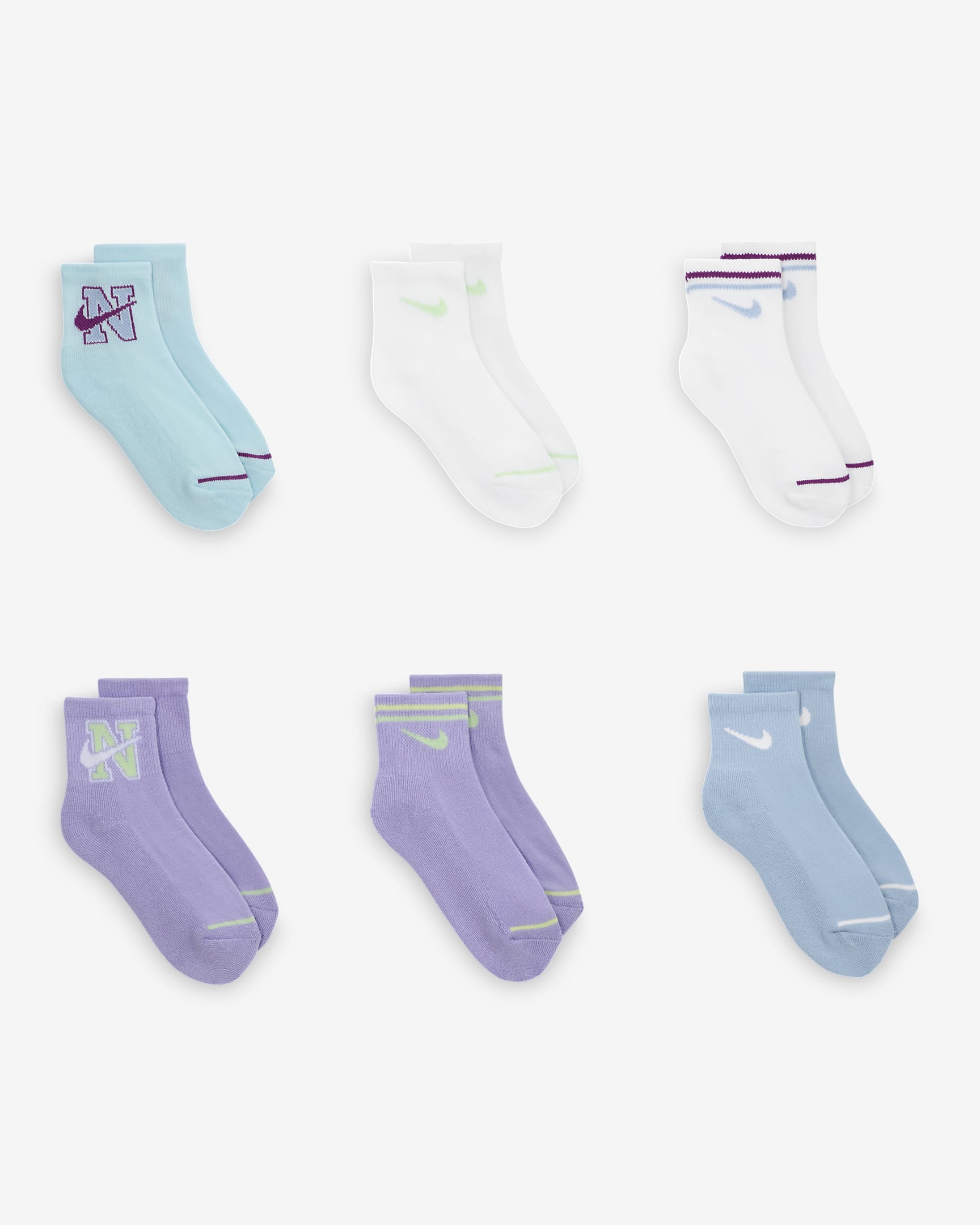 Chaussettes basses Nike Prep in Your Step pour enfant (6 paires) - Light Armory Blue