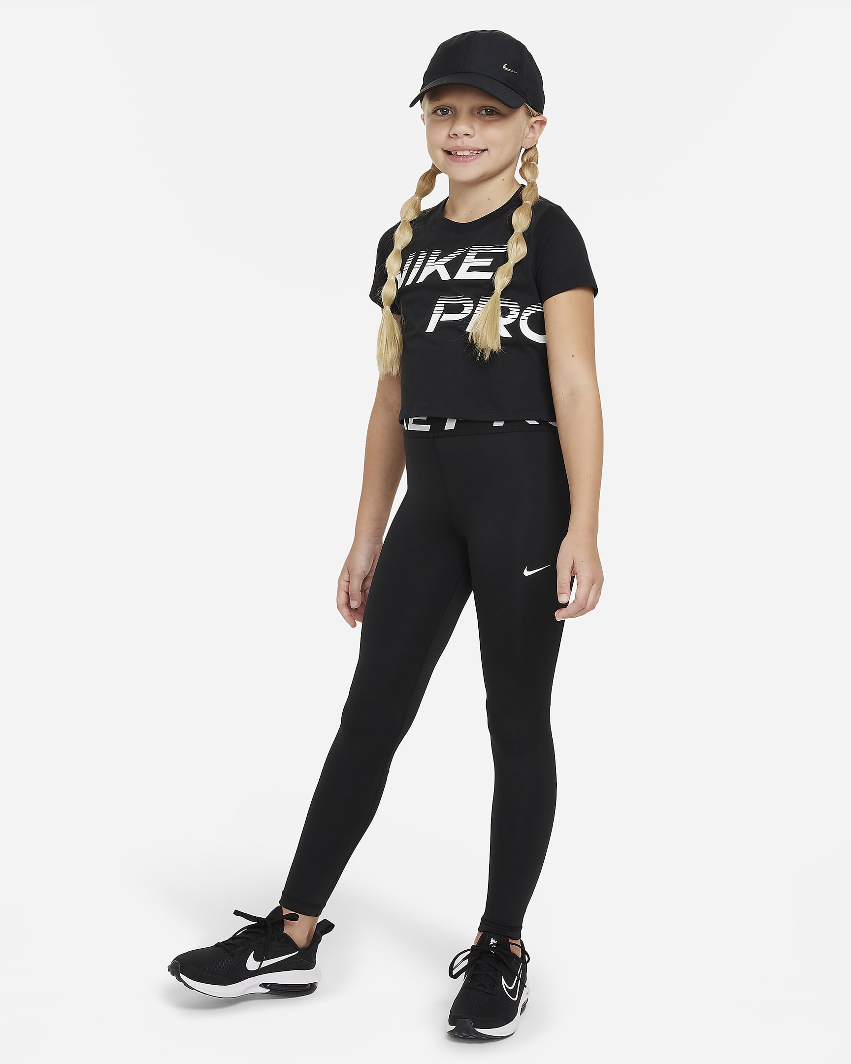 Dívčí legíny Nike Pro Dri-FIT - Černá/Bílá