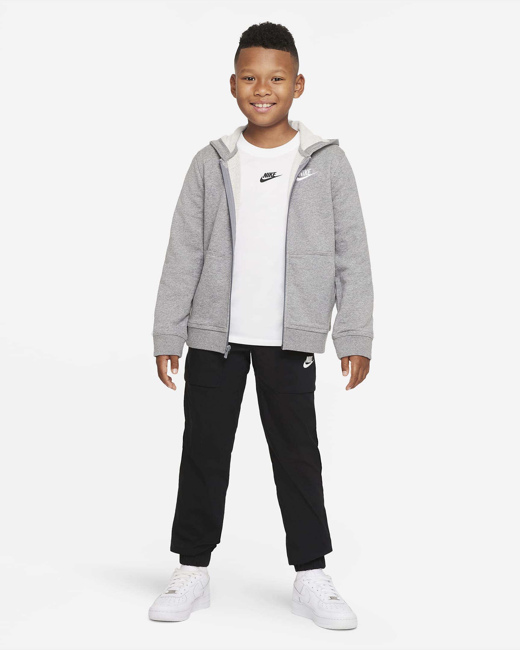 Nike Sportswear Club Big Kids' (Boys') French Terry Full-Zip Hoodie ...