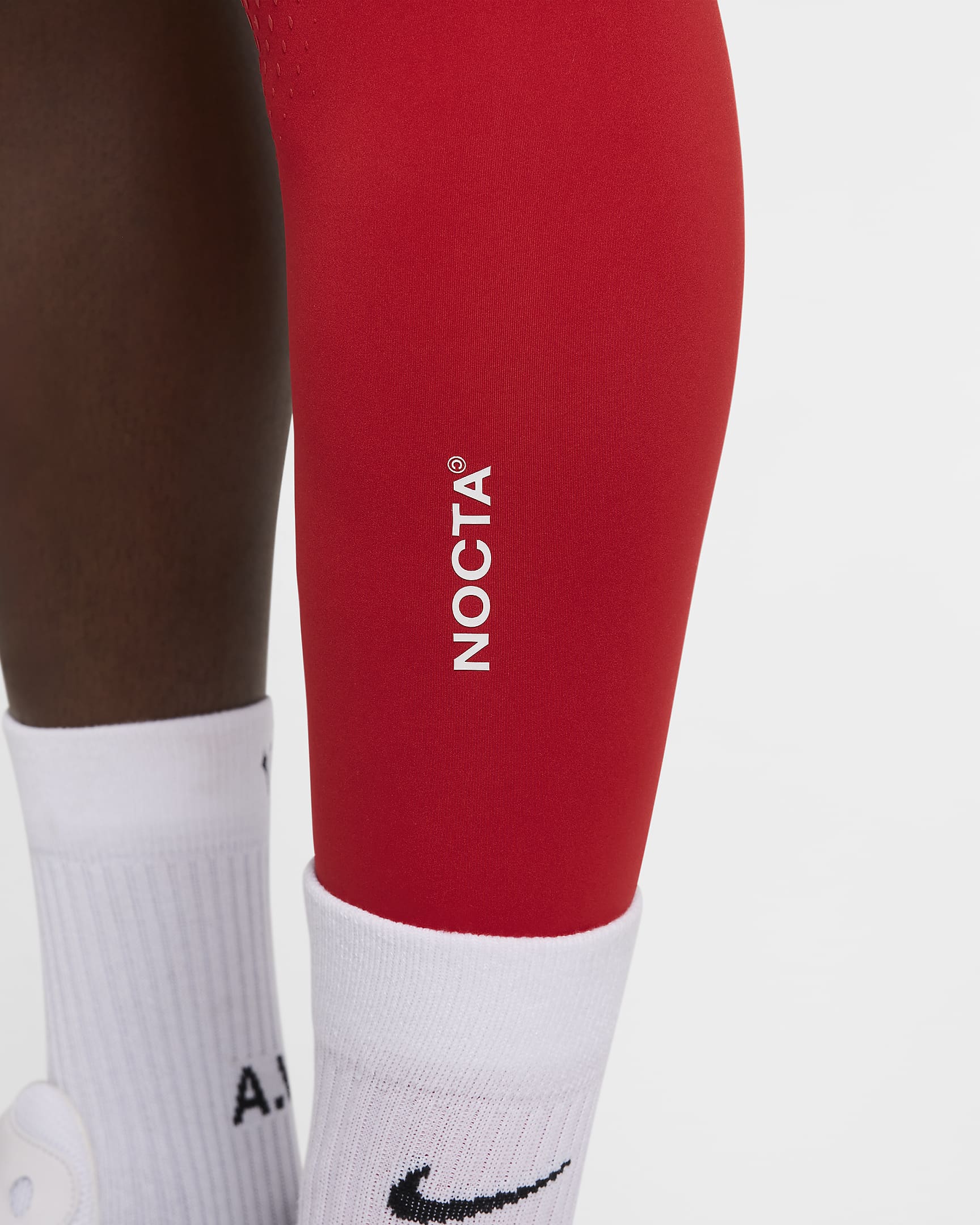 NOCTA Single-Leg-Basketball-Tights für Herren (links) - University Red/Weiß