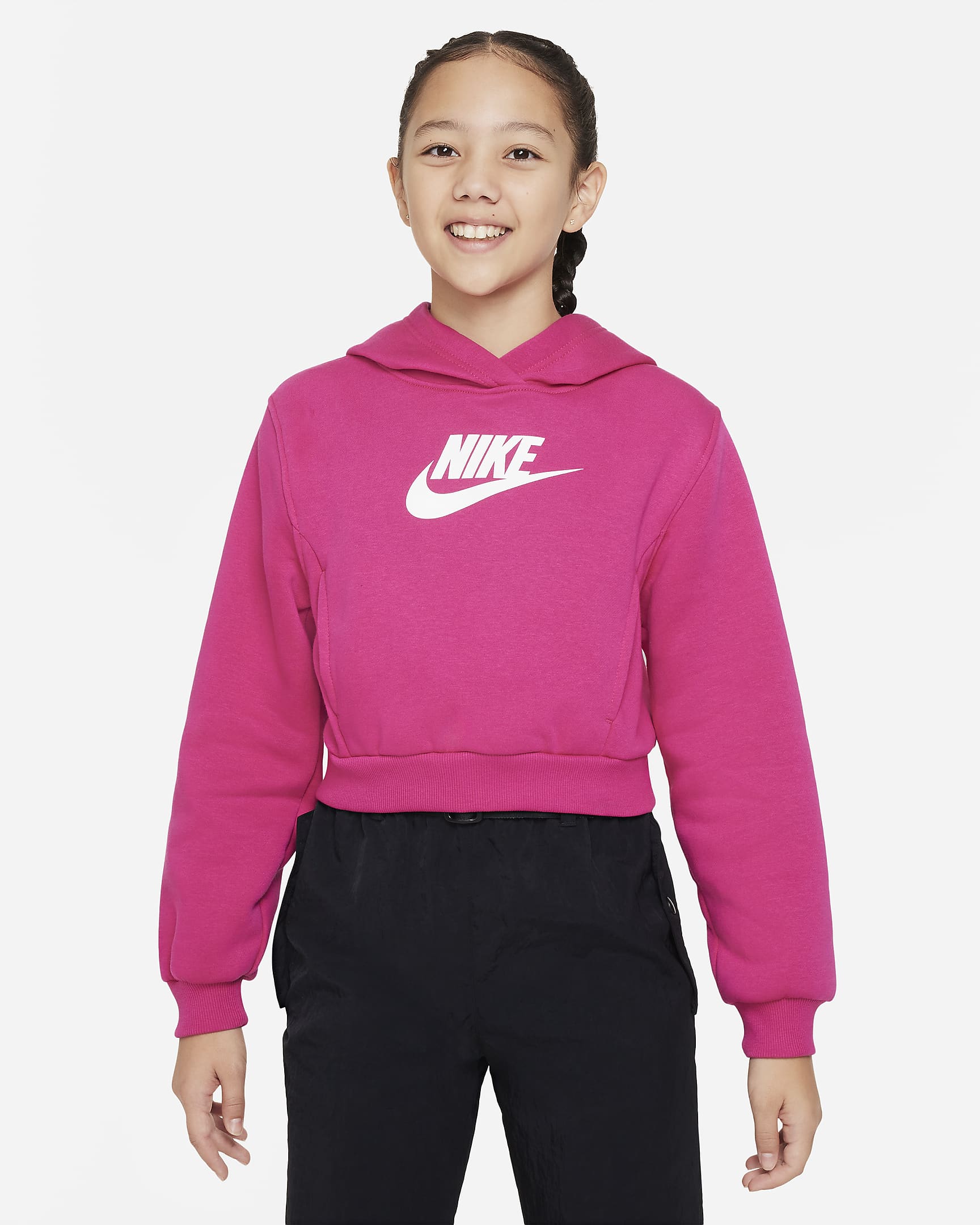 Nike Sportswear Club Fleece Older Kids' (Girls') Crop Hoodie. Nike LU