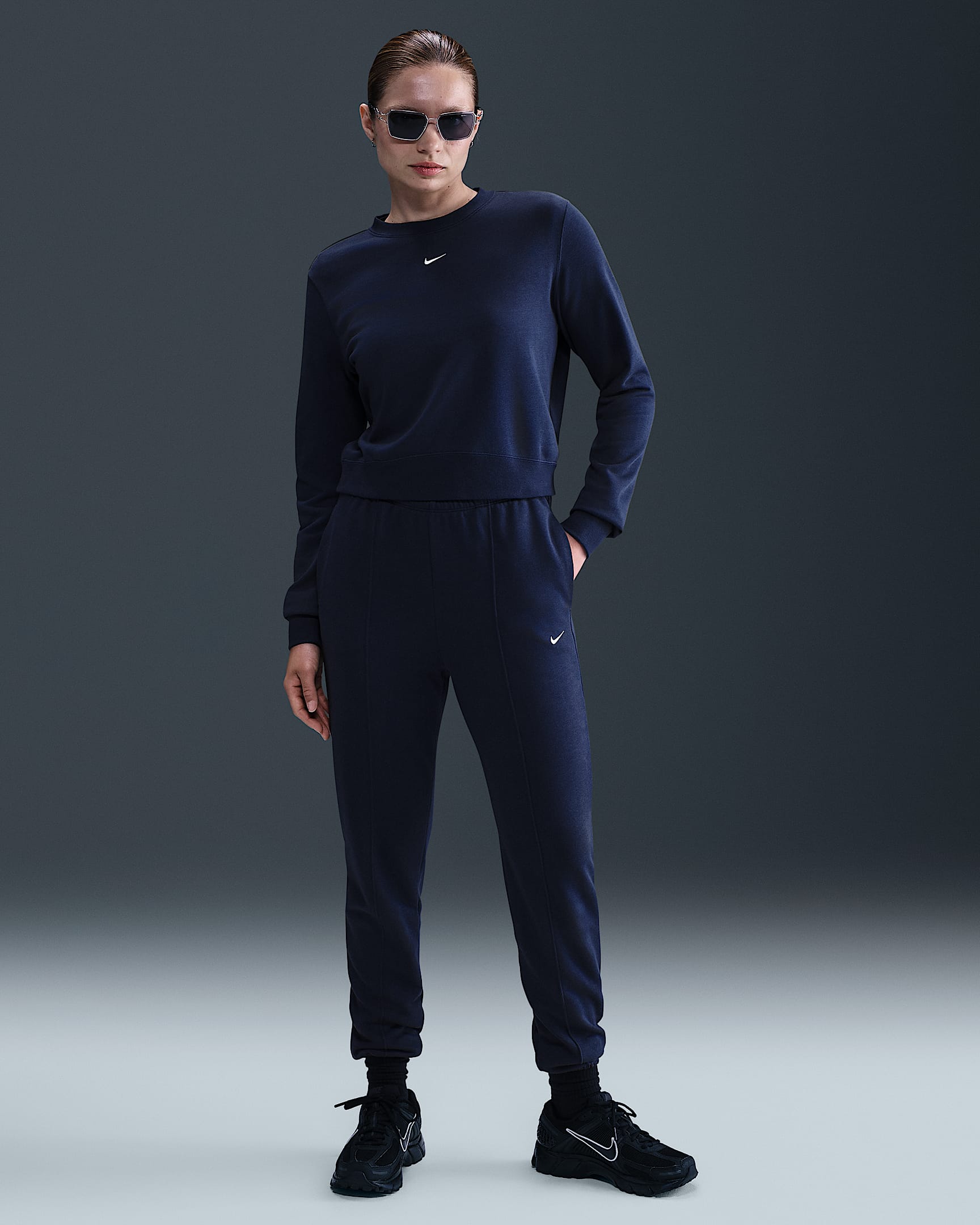 Nike Sportswear Chill Terry Women's Slim High-Waisted French Terry Sweatpants - Midnight Navy/Sail