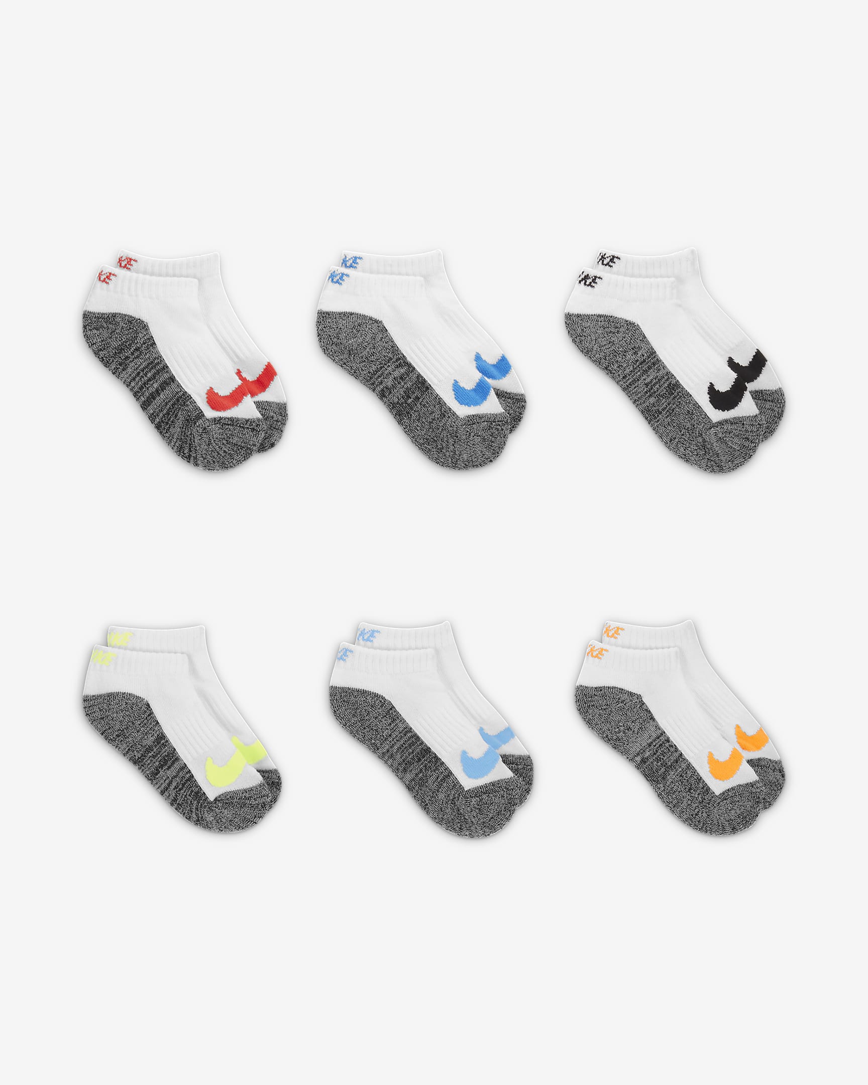 Nike Kids' Cushioned No-Show Socks (6-Pack) - White