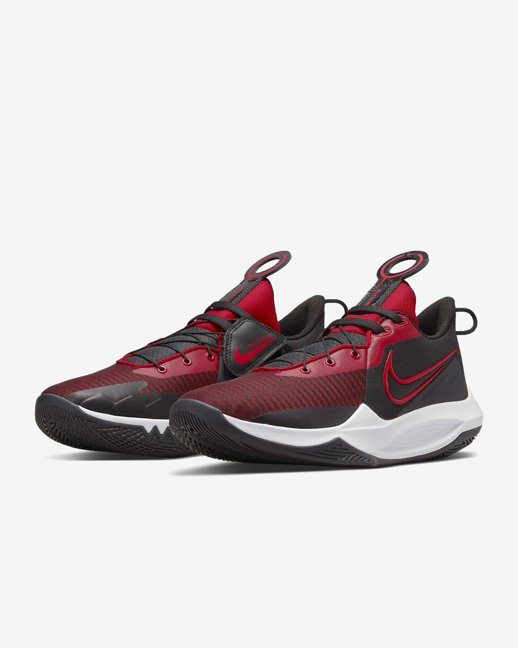 Nike Precision 6 FlyEase Basketball Shoes - Black/Gym Red/University Red