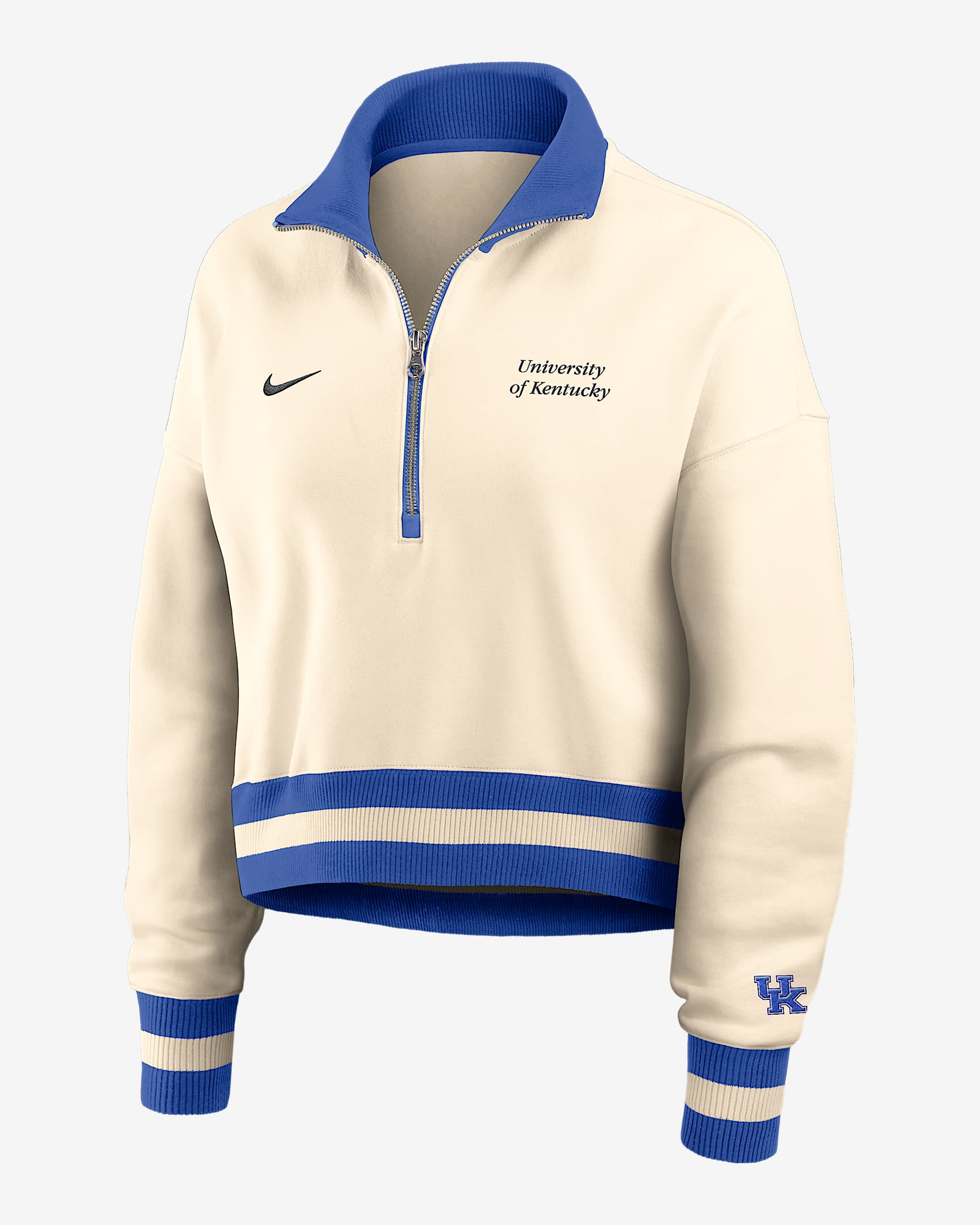 Kentucky Legacy Women's Nike College Cropped 1/4-Zip Crew - Tan/Beige
