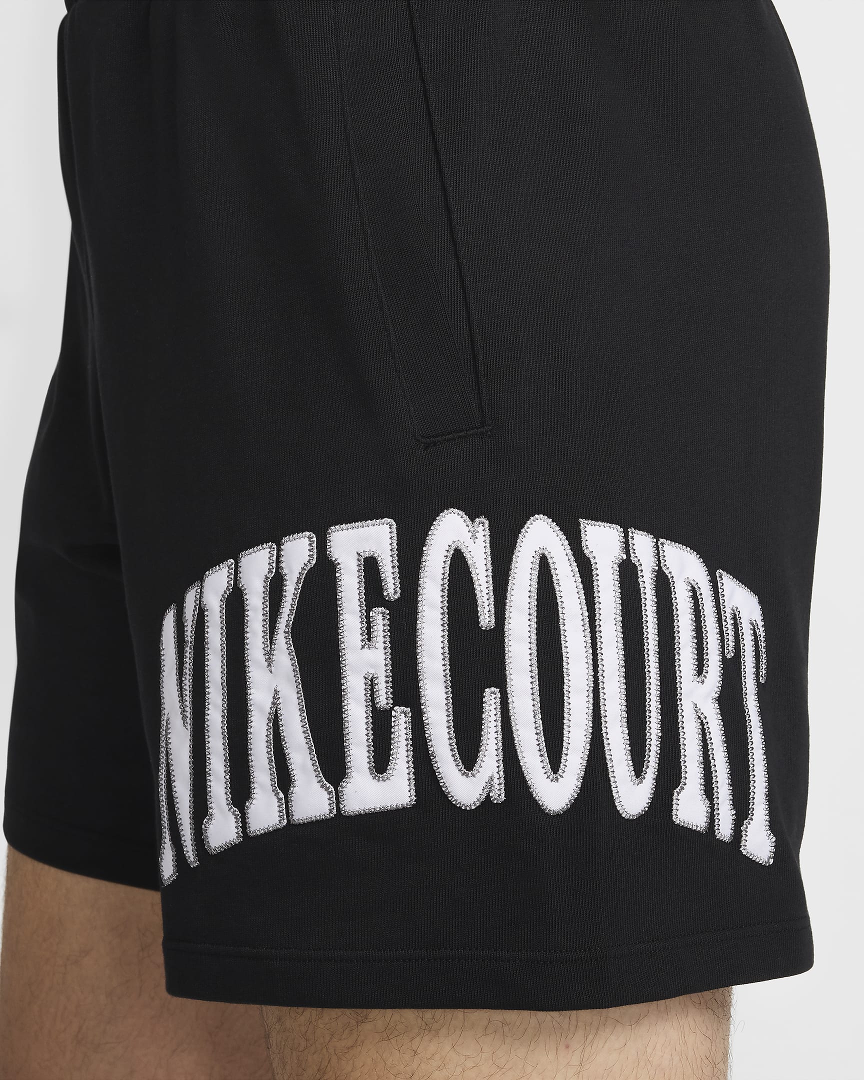 NikeCourt Heritage Tennisshorts voor heren (15 cm) - Zwart/Wit/Flat Pewter