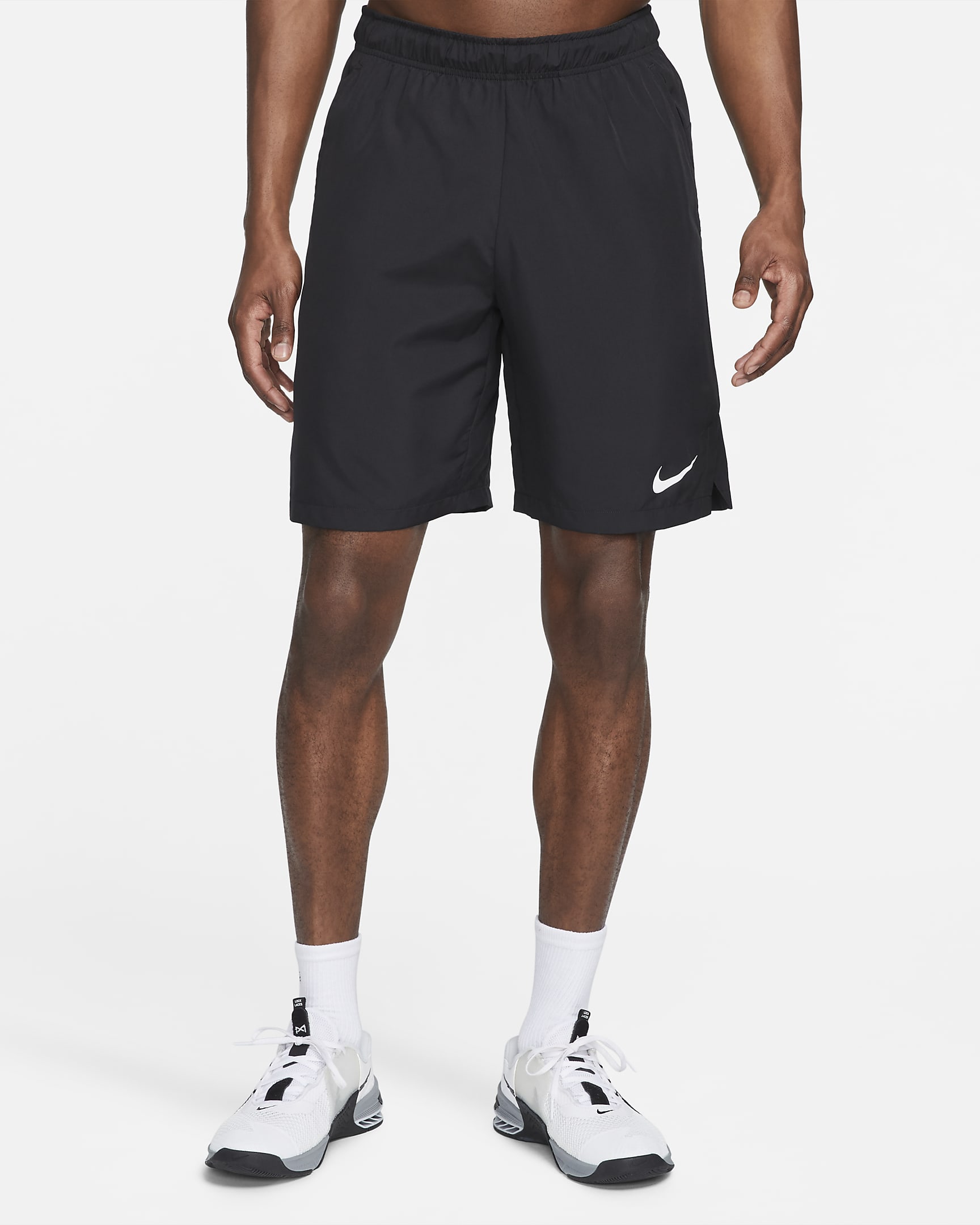 Nike Dri-FIT Web-Trainingsshorts für Herren (ca. 23 cm) - Schwarz/Schwarz/Weiß