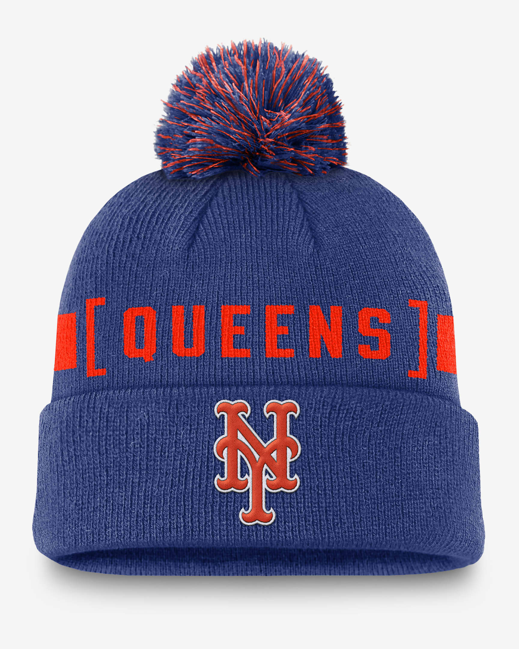 New York Mets Hometown Peak Men's Nike MLB Cuffed Pom Beanie - Royal