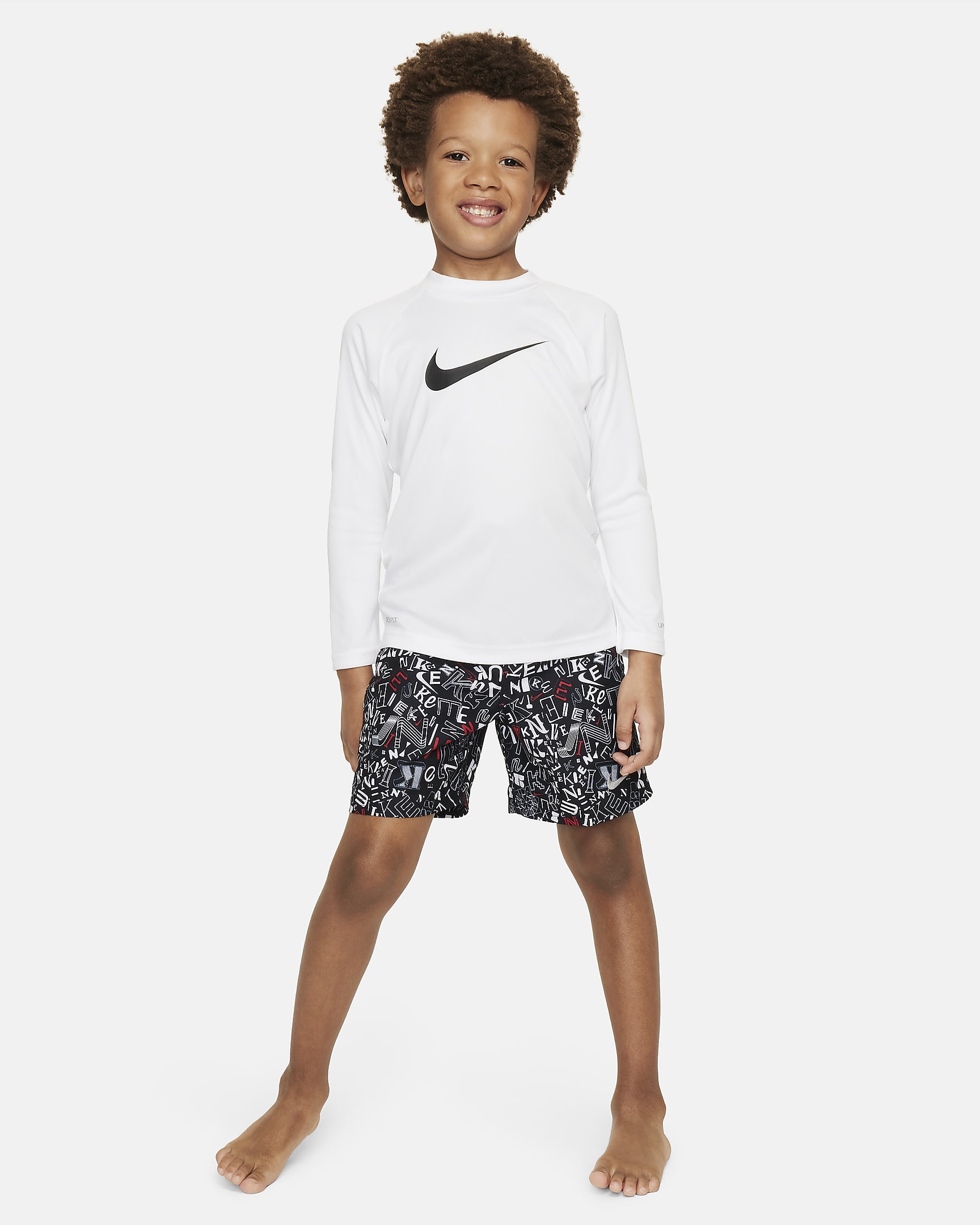 Playera de manga larga Hydroguard para niño talla pequeña Nike Swim - Blanco