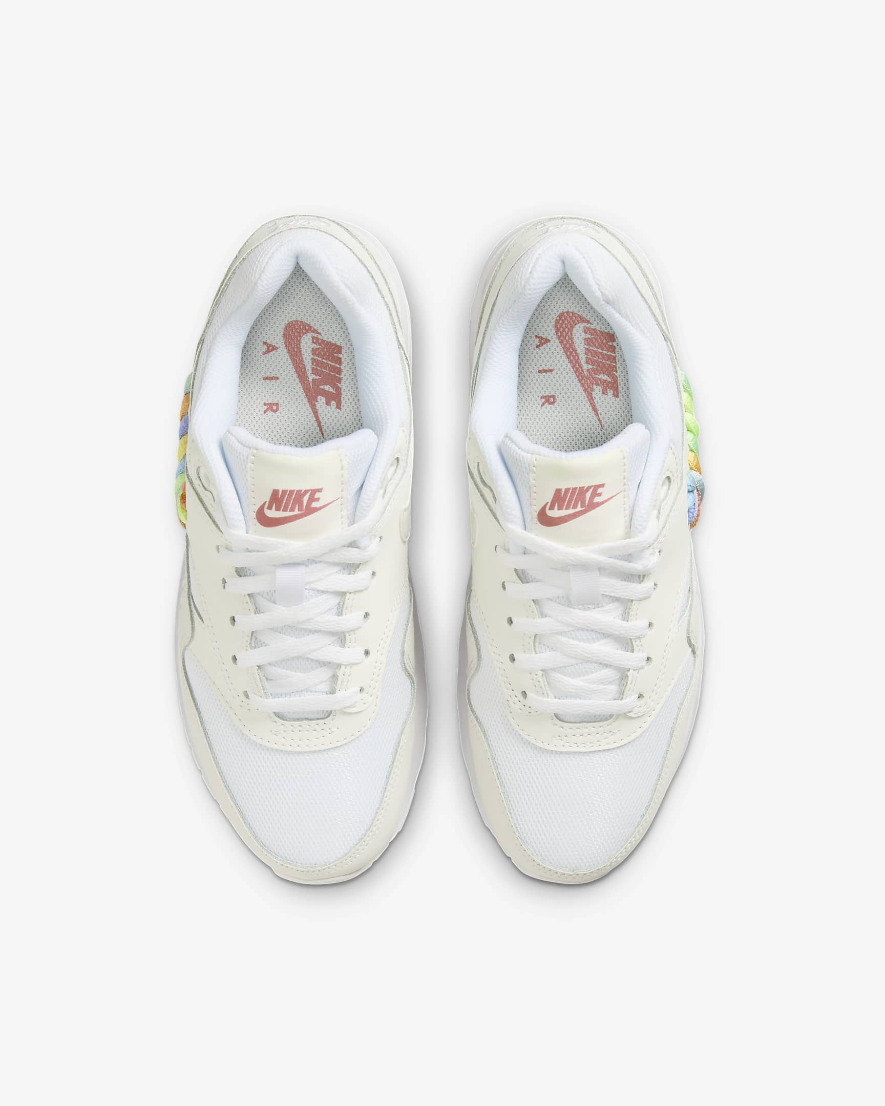 Tenis para niños grandes Nike Air Max 1 SE - Blanco/Blanco cumbre/Rosa tierra/Multicolor