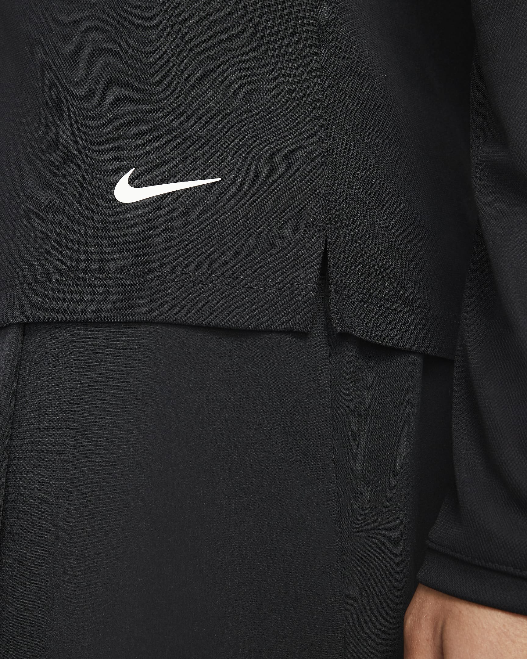 Dámská golfová polokošile s dlouhým rukávem Nike Dri-FIT Victory - Černá/Bílá