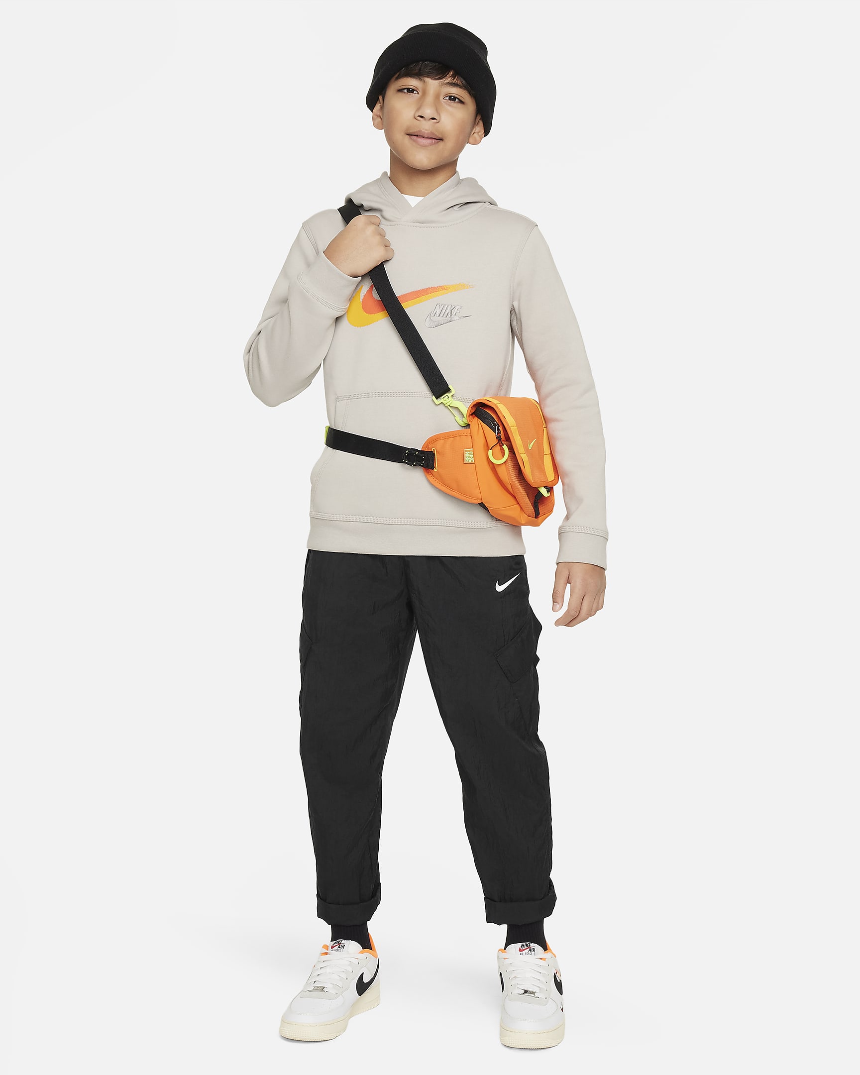 Felpa pullover in fleece con cappuccio e grafica Nike Sportswear – Ragazzo - Light Iron Ore