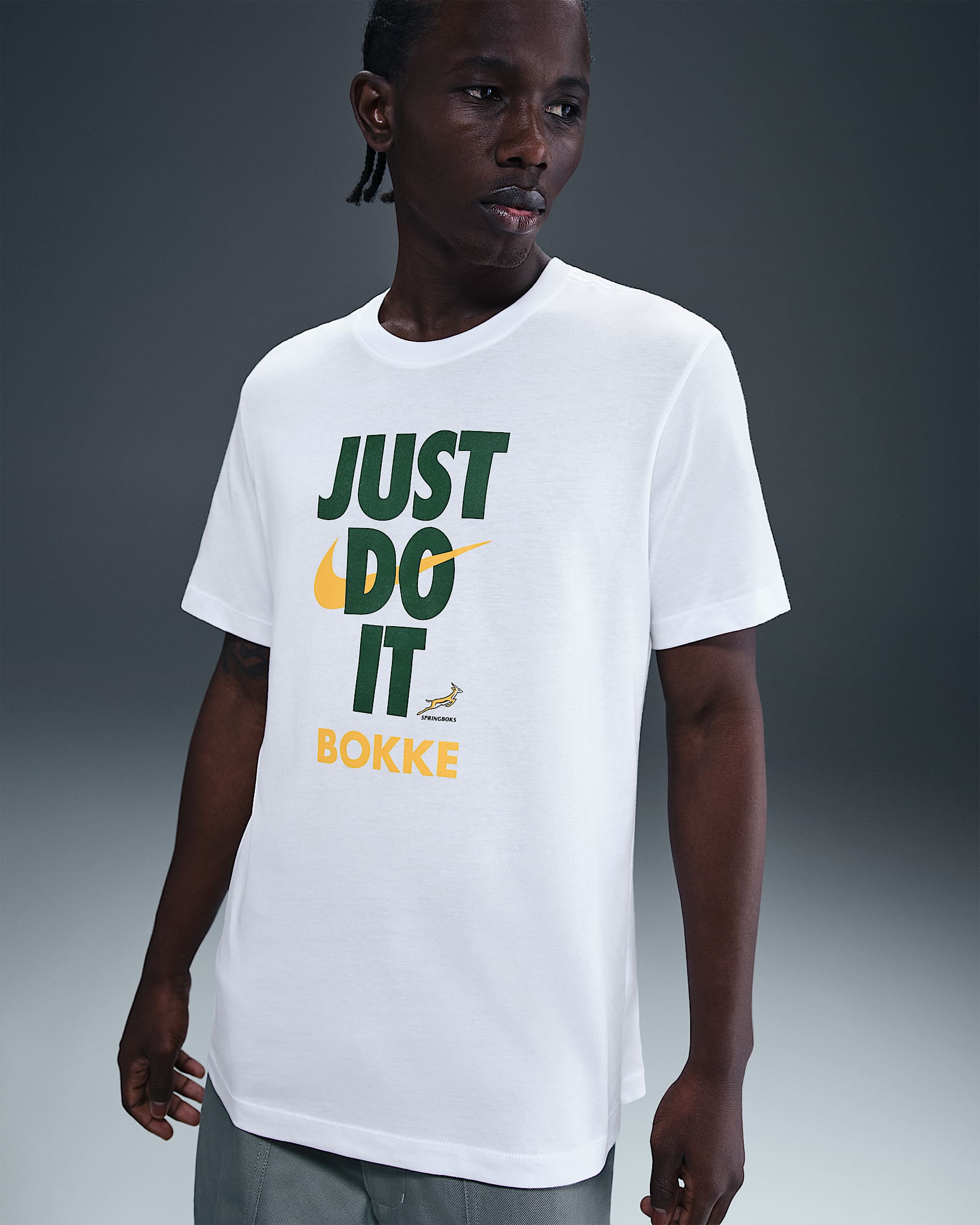 Ανδρικό T-Shirt ράγκμπι Springboks Nike - Λευκό/University Gold