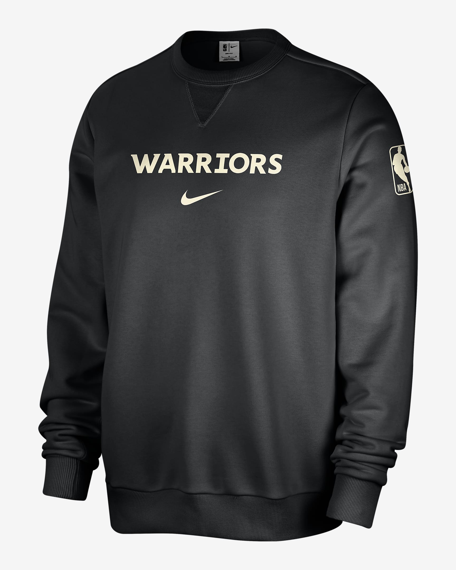 Golden State Warriors Standard Issue Men's Nike Dri-FIT NBA Crew-Neck Sweatshirt - Black/Pale Ivory/Coconut Milk