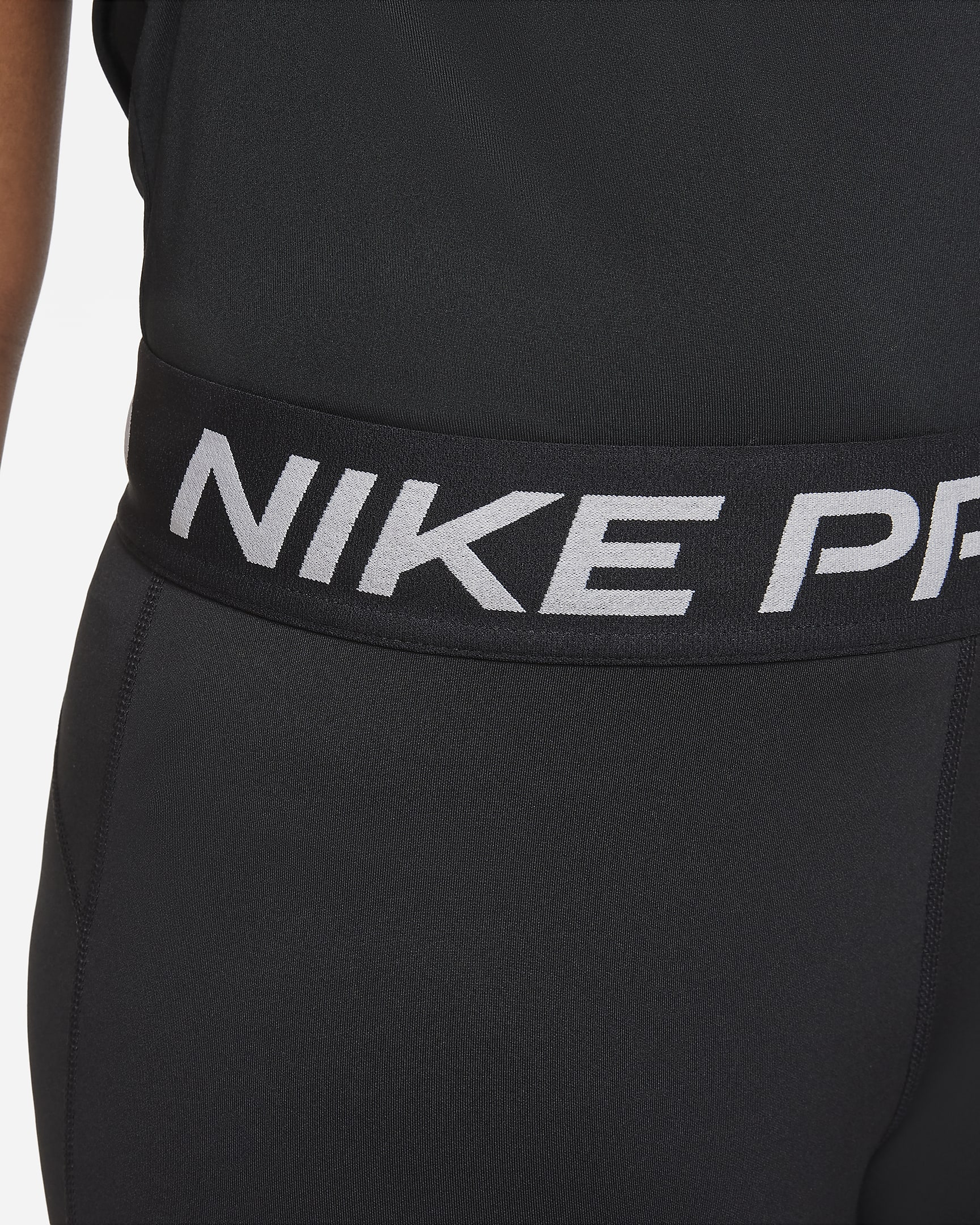 Nike Pro Dri-FIT Older Kids' (Girls') Shorts (Extended Size) - Black/White